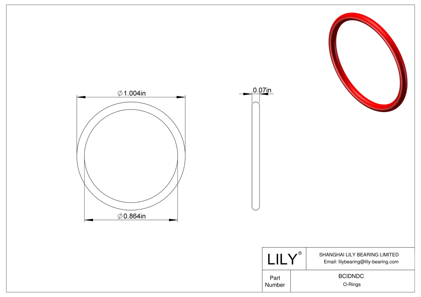 BCIDNDC High Temperature O-Rings Round cad drawing