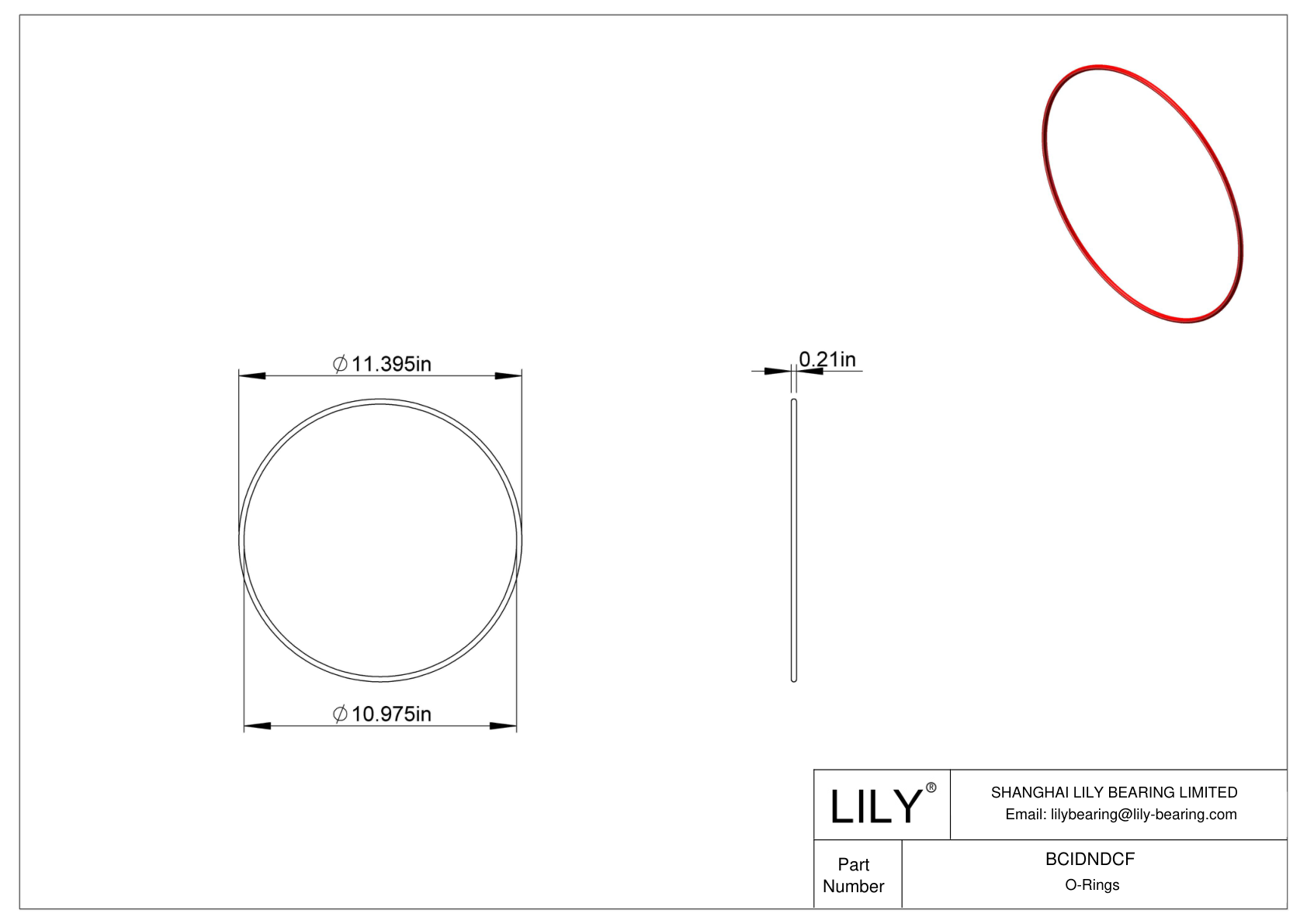 BCIDNDCF High Temperature O-Rings Round cad drawing