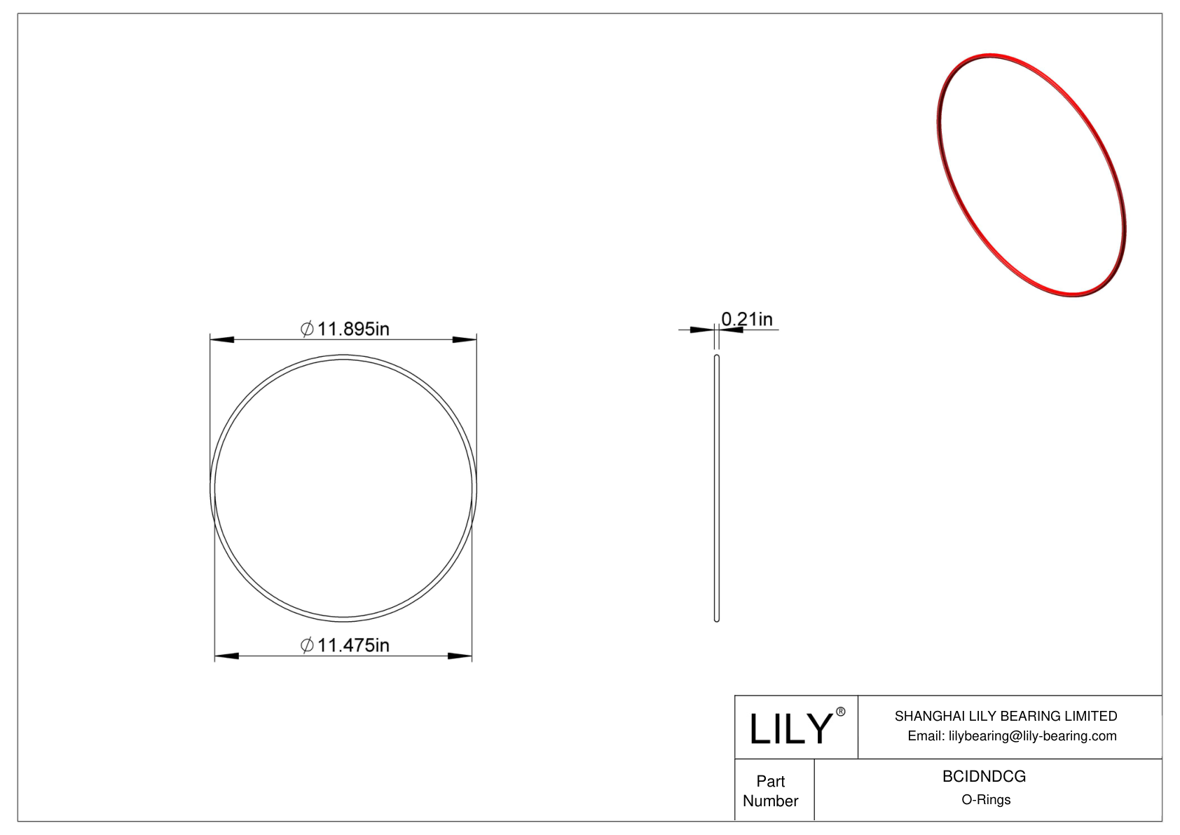 BCIDNDCG High Temperature O-Rings Round cad drawing