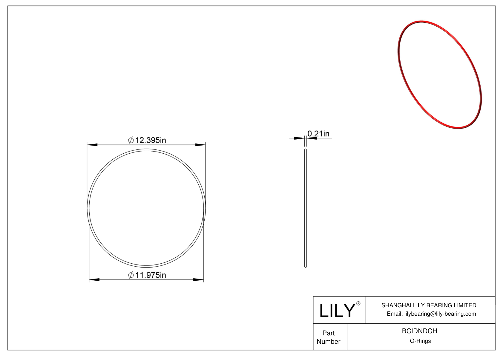 BCIDNDCH High Temperature O-Rings Round cad drawing