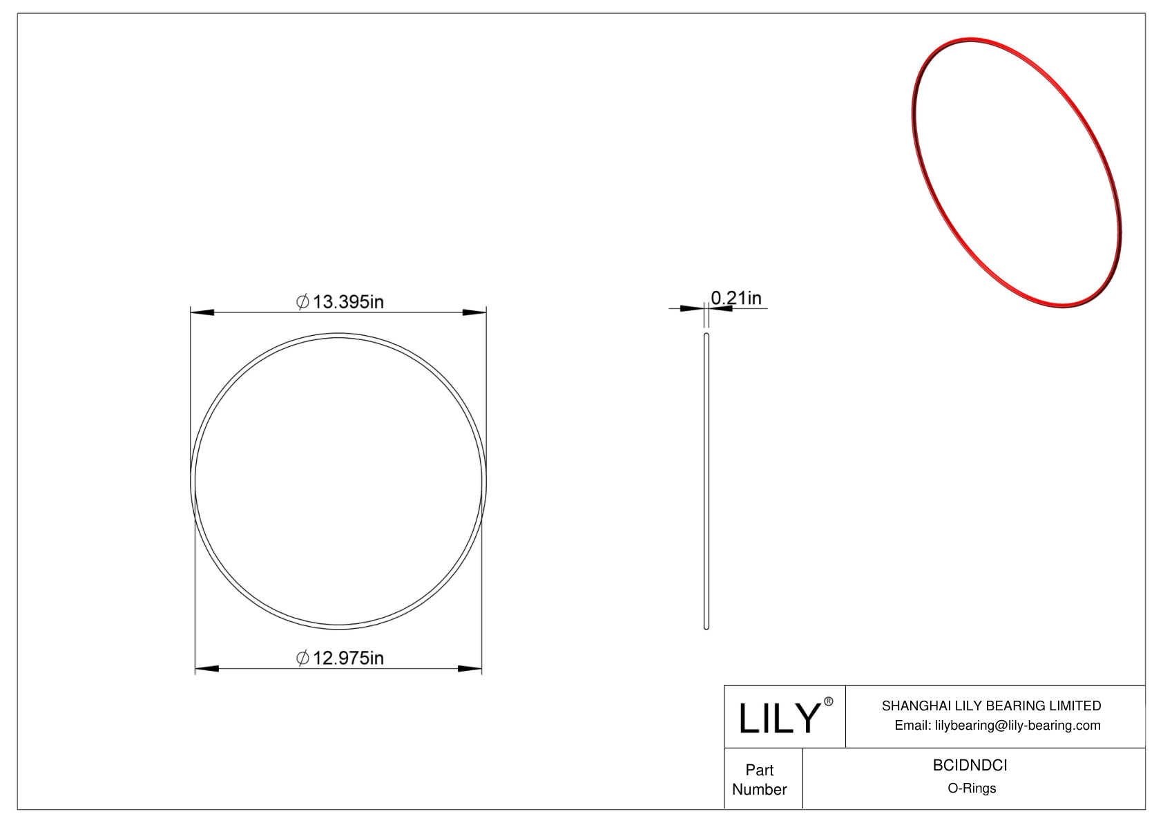 BCIDNDCI High Temperature O-Rings Round cad drawing