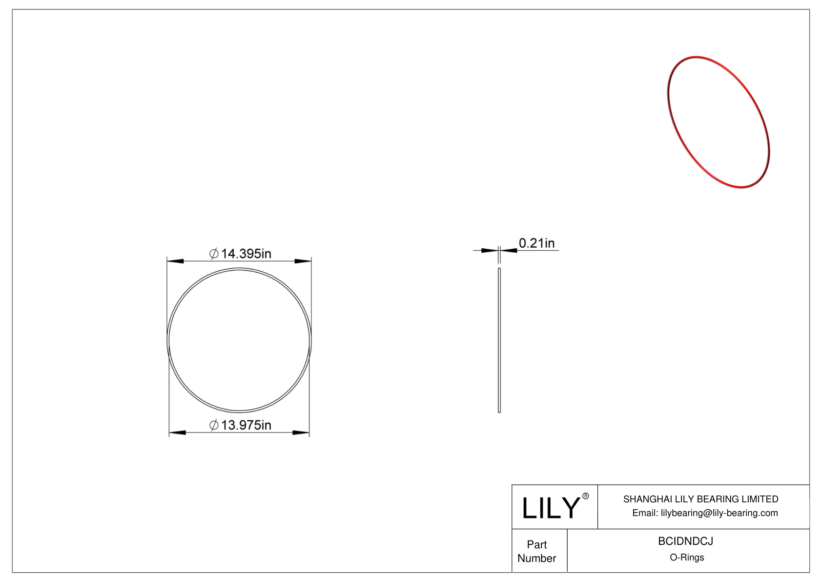 BCIDNDCJ High Temperature O-Rings Round cad drawing