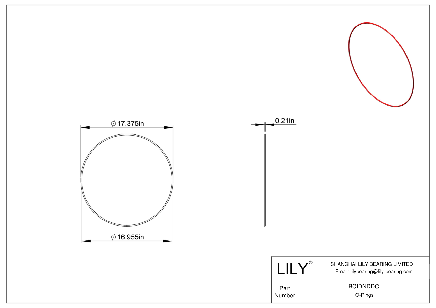 BCIDNDDC High Temperature O-Rings Round cad drawing