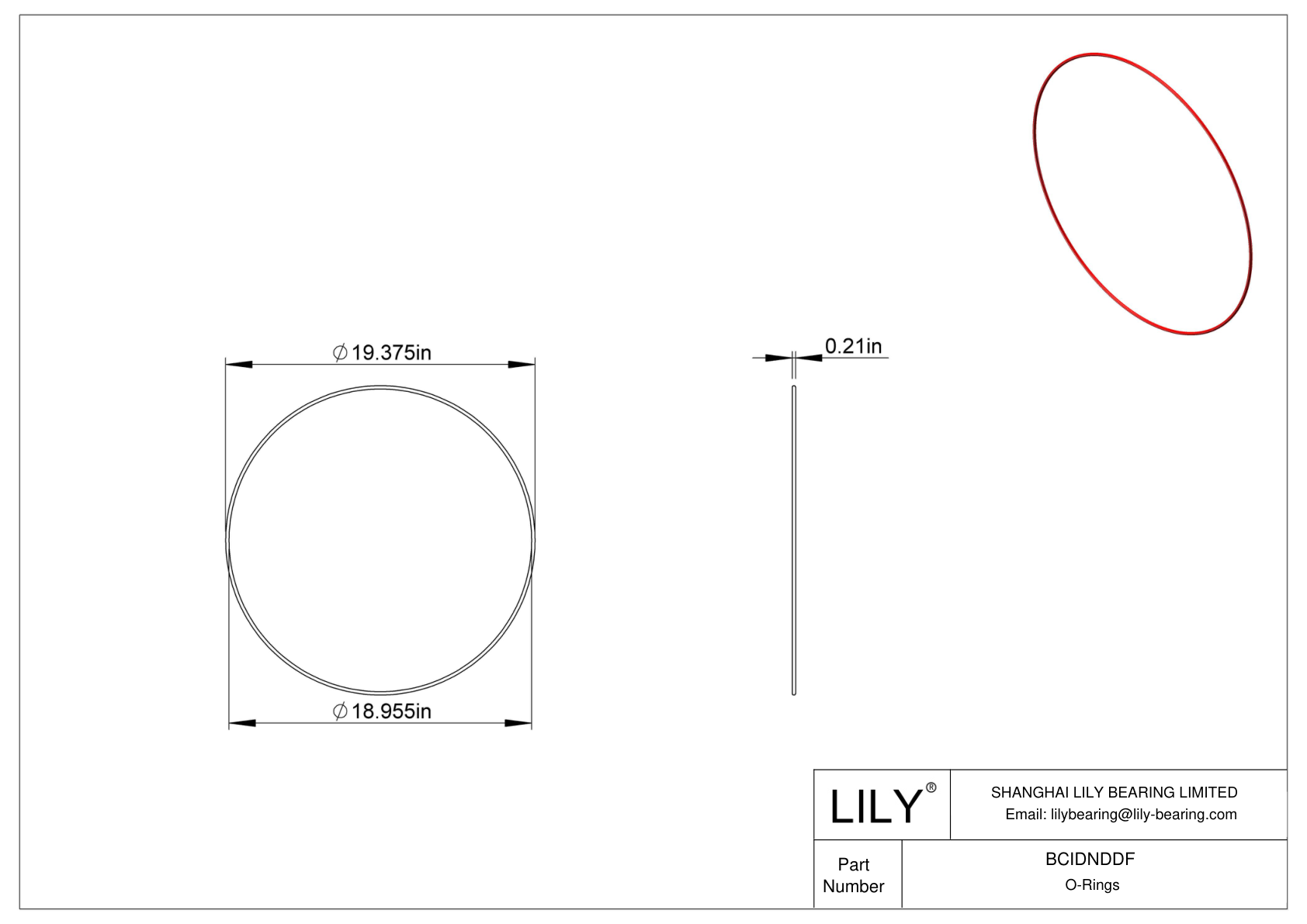 BCIDNDDF High Temperature O-Rings Round cad drawing