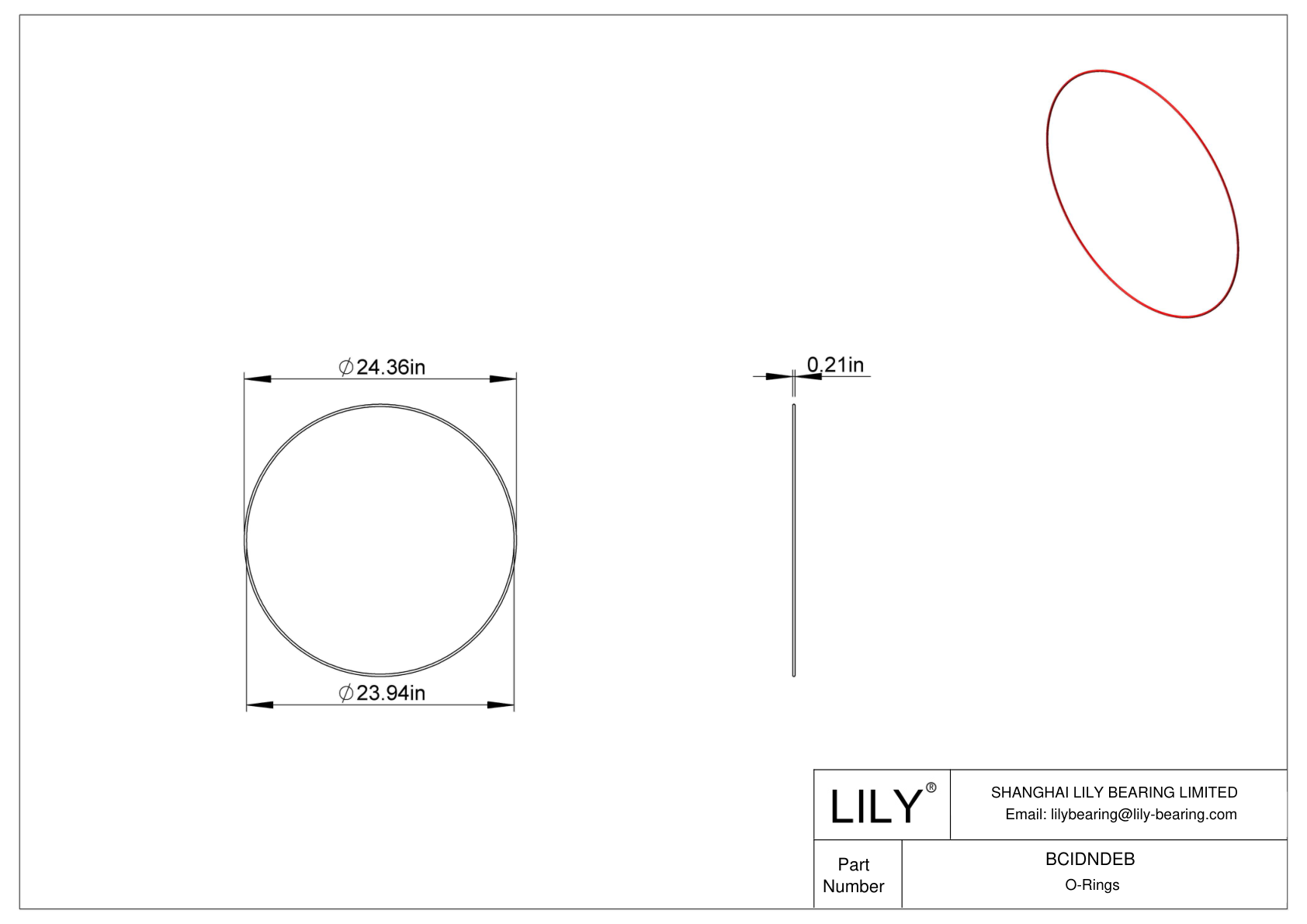 BCIDNDEB High Temperature O-Rings Round cad drawing