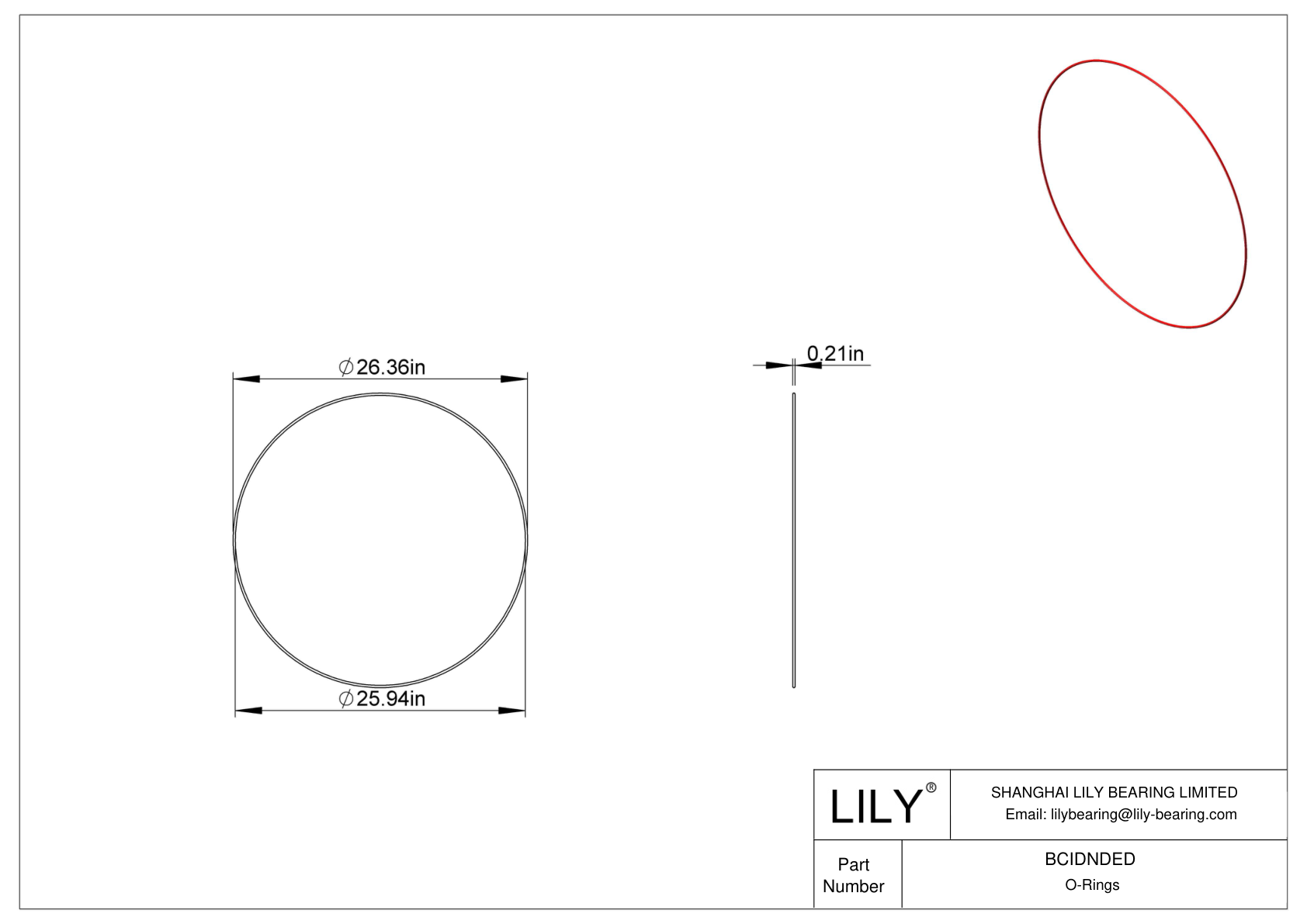 BCIDNDED High Temperature O-Rings Round cad drawing