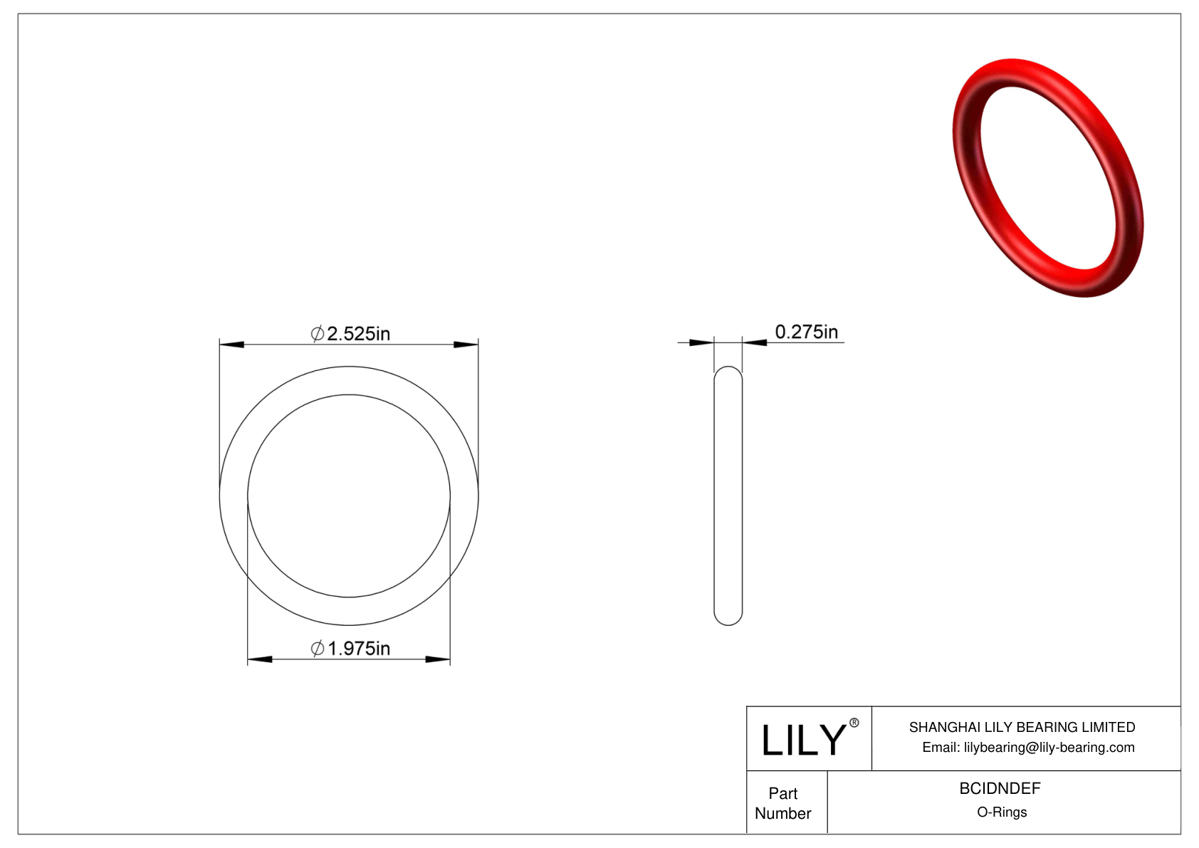 BCIDNDEF High Temperature O-Rings Round cad drawing