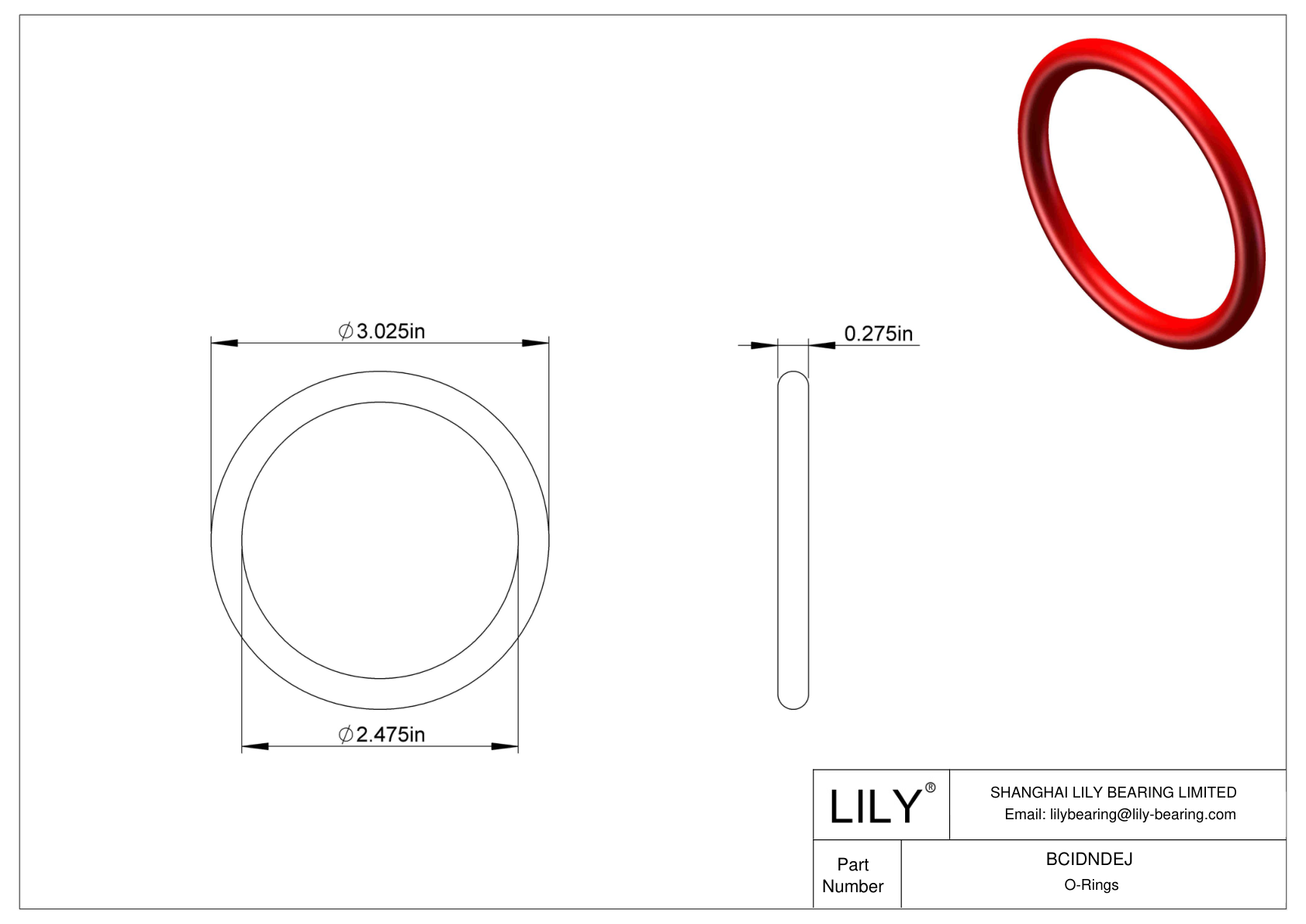 BCIDNDEJ High Temperature O-Rings Round cad drawing