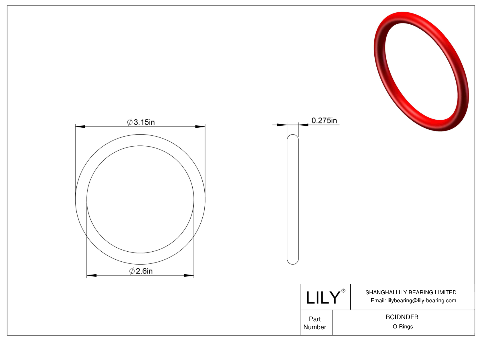 BCIDNDFB High Temperature O-Rings Round cad drawing