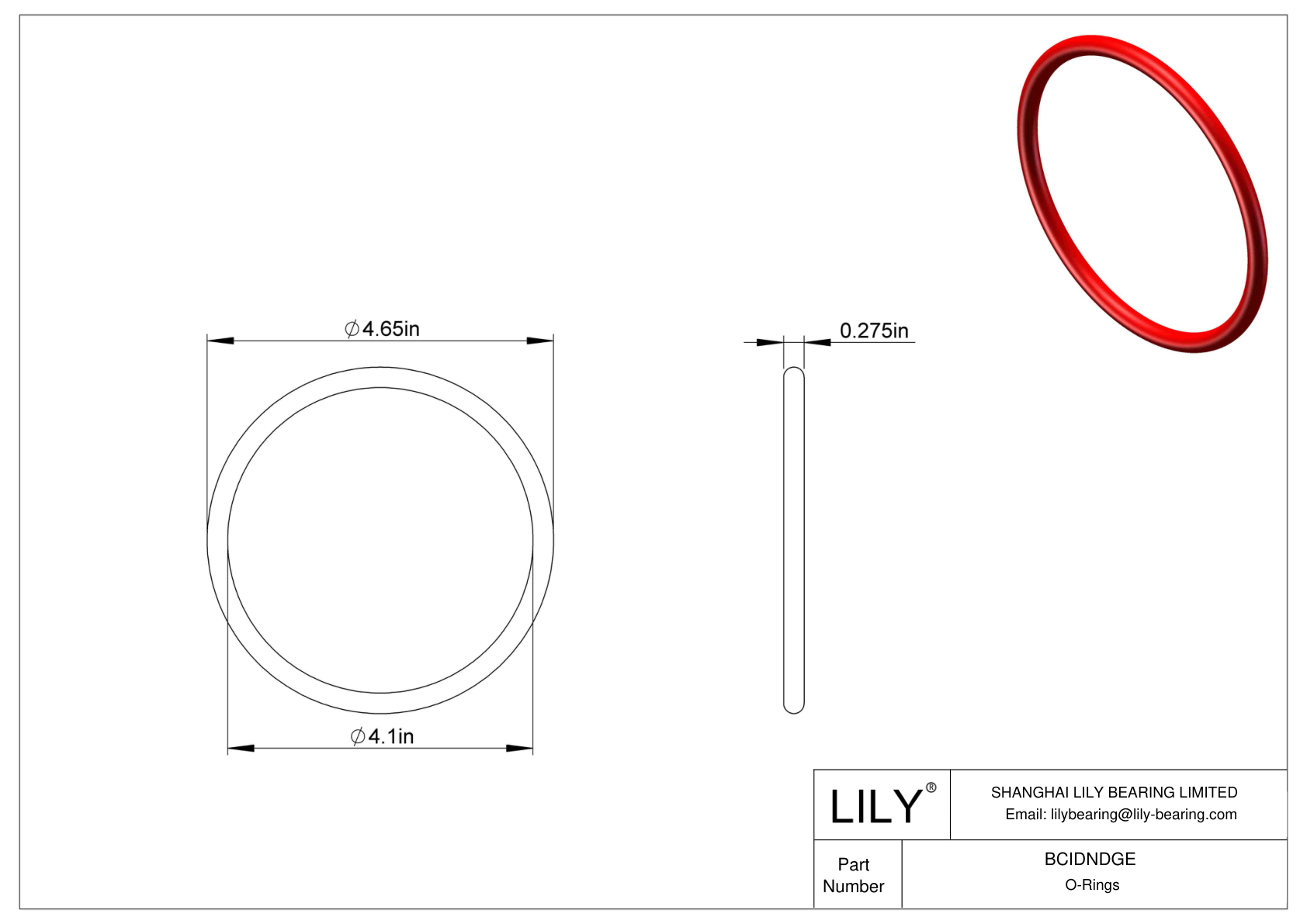 BCIDNDGE High Temperature O-Rings Round cad drawing