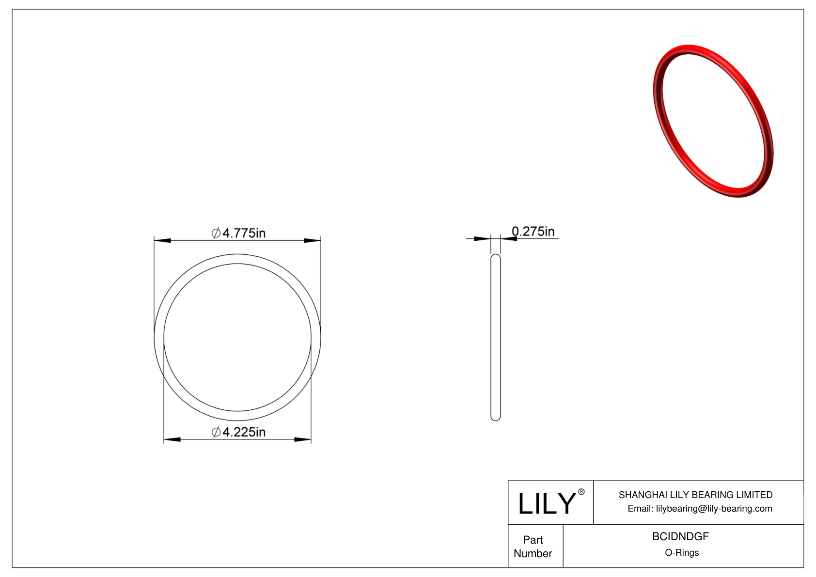 BCIDNDGF High Temperature O-Rings Round cad drawing