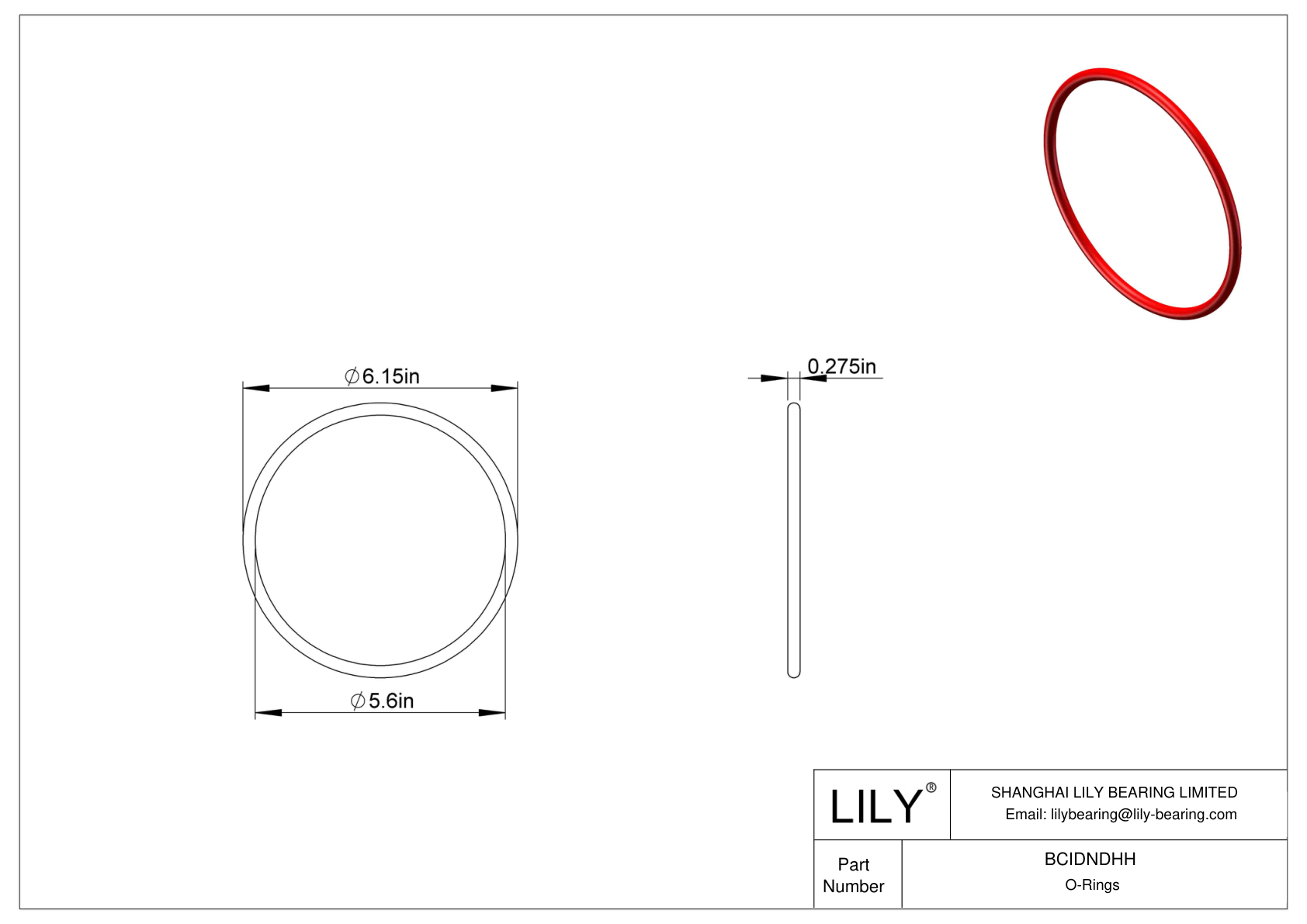 BCIDNDHH High Temperature O-Rings Round cad drawing