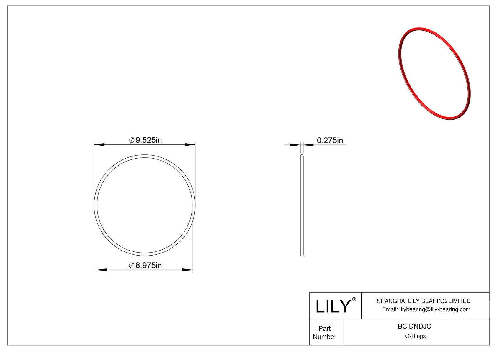 BCIDNDJC High Temperature O-Rings Round cad drawing