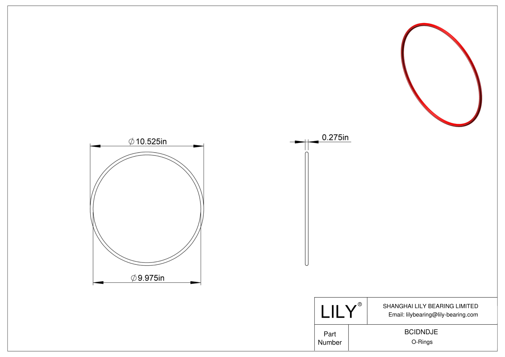 BCIDNDJE High Temperature O-Rings Round cad drawing