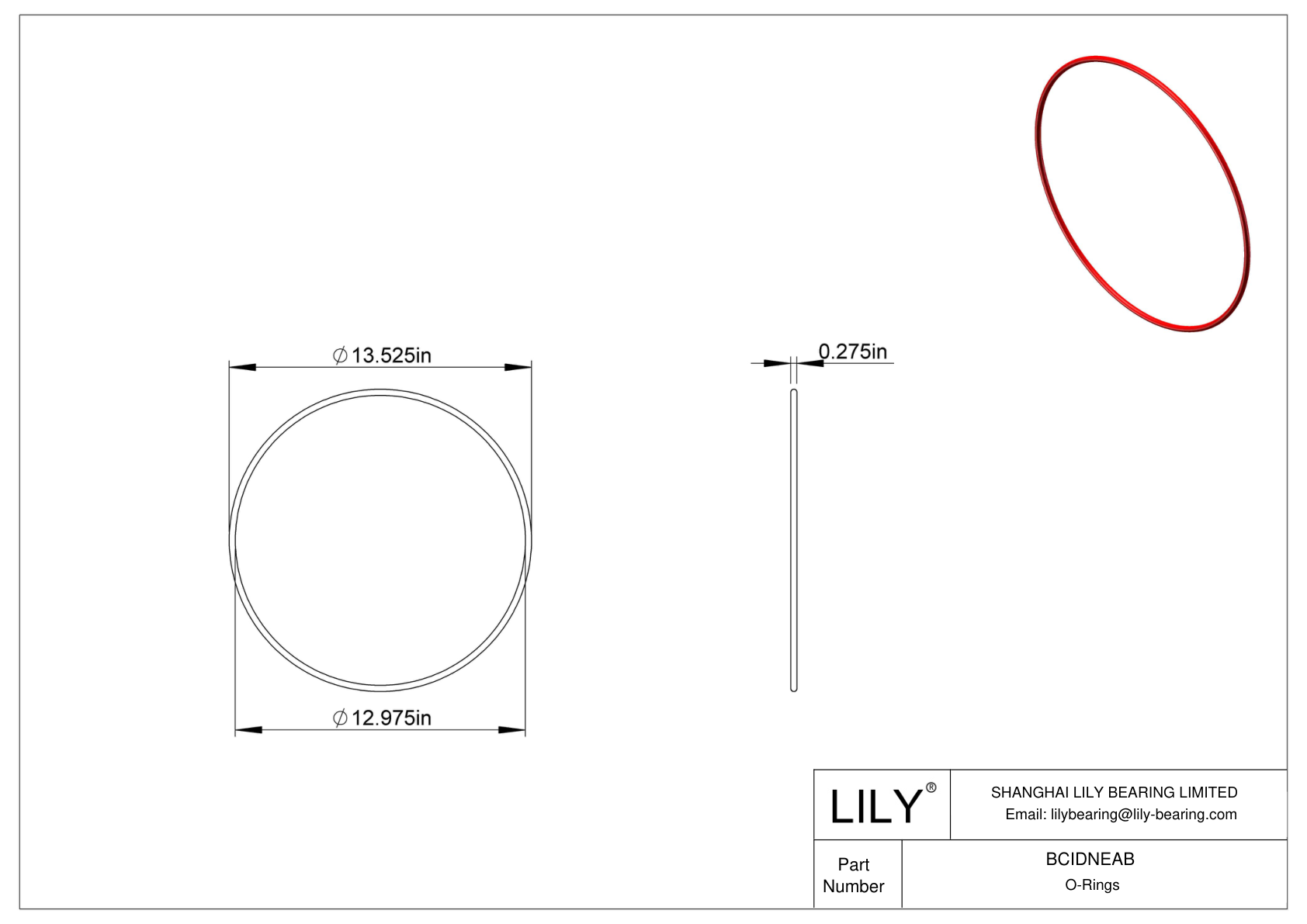 BCIDNEAB High Temperature O-Rings Round cad drawing