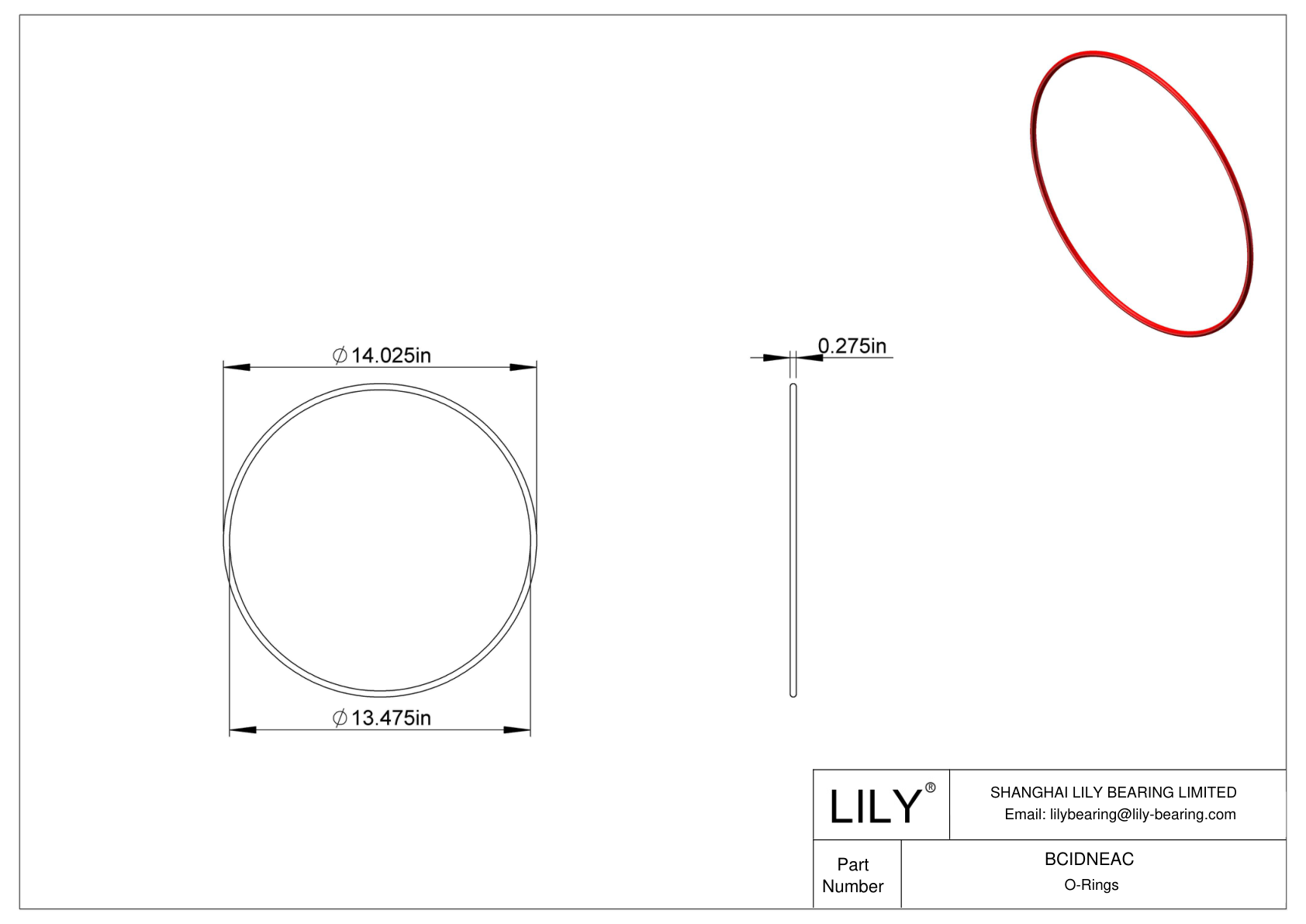 BCIDNEAC High Temperature O-Rings Round cad drawing