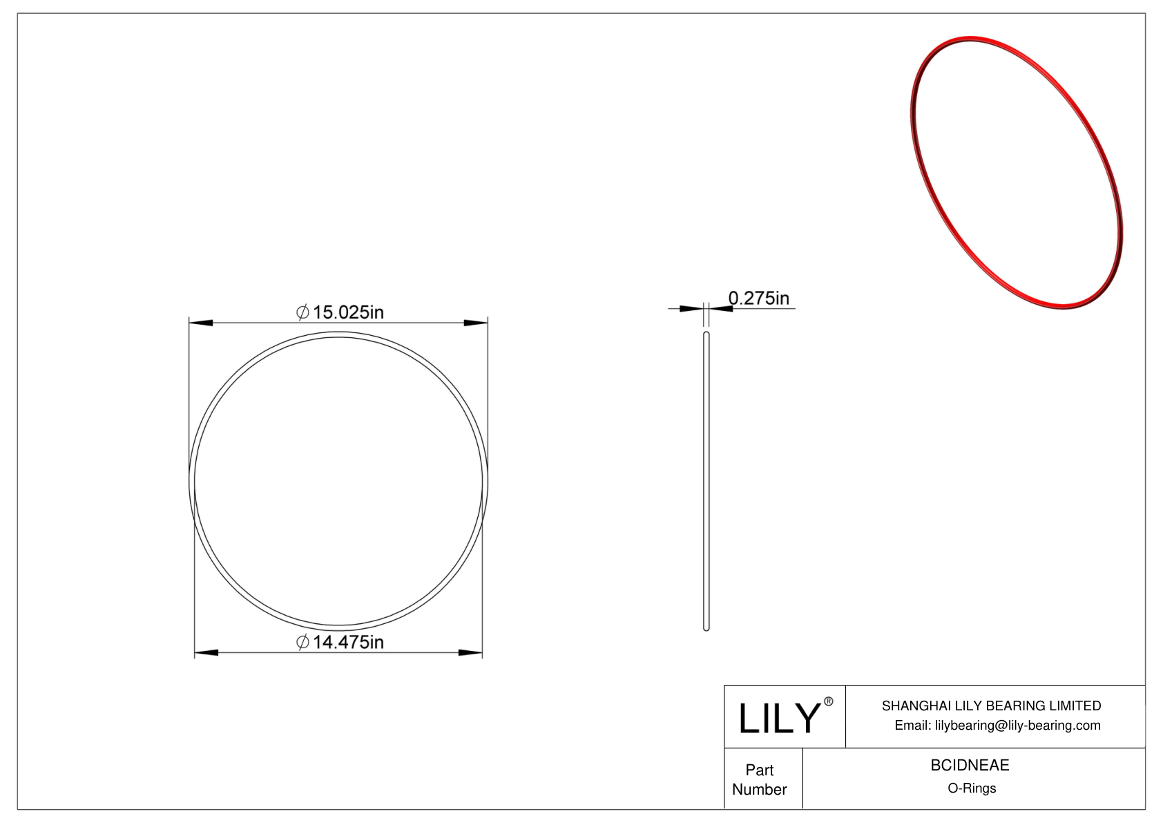 BCIDNEAE High Temperature O-Rings Round cad drawing