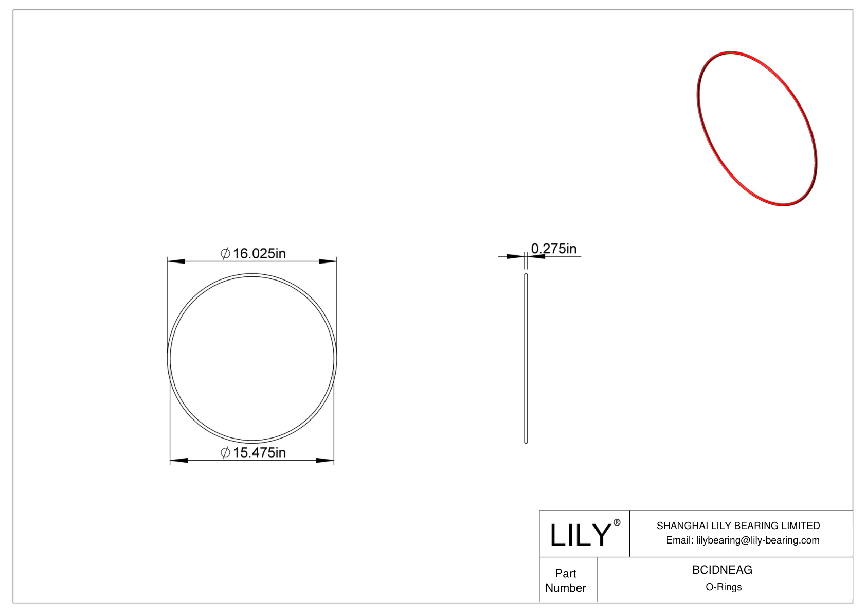 BCIDNEAG High Temperature O-Rings Round cad drawing