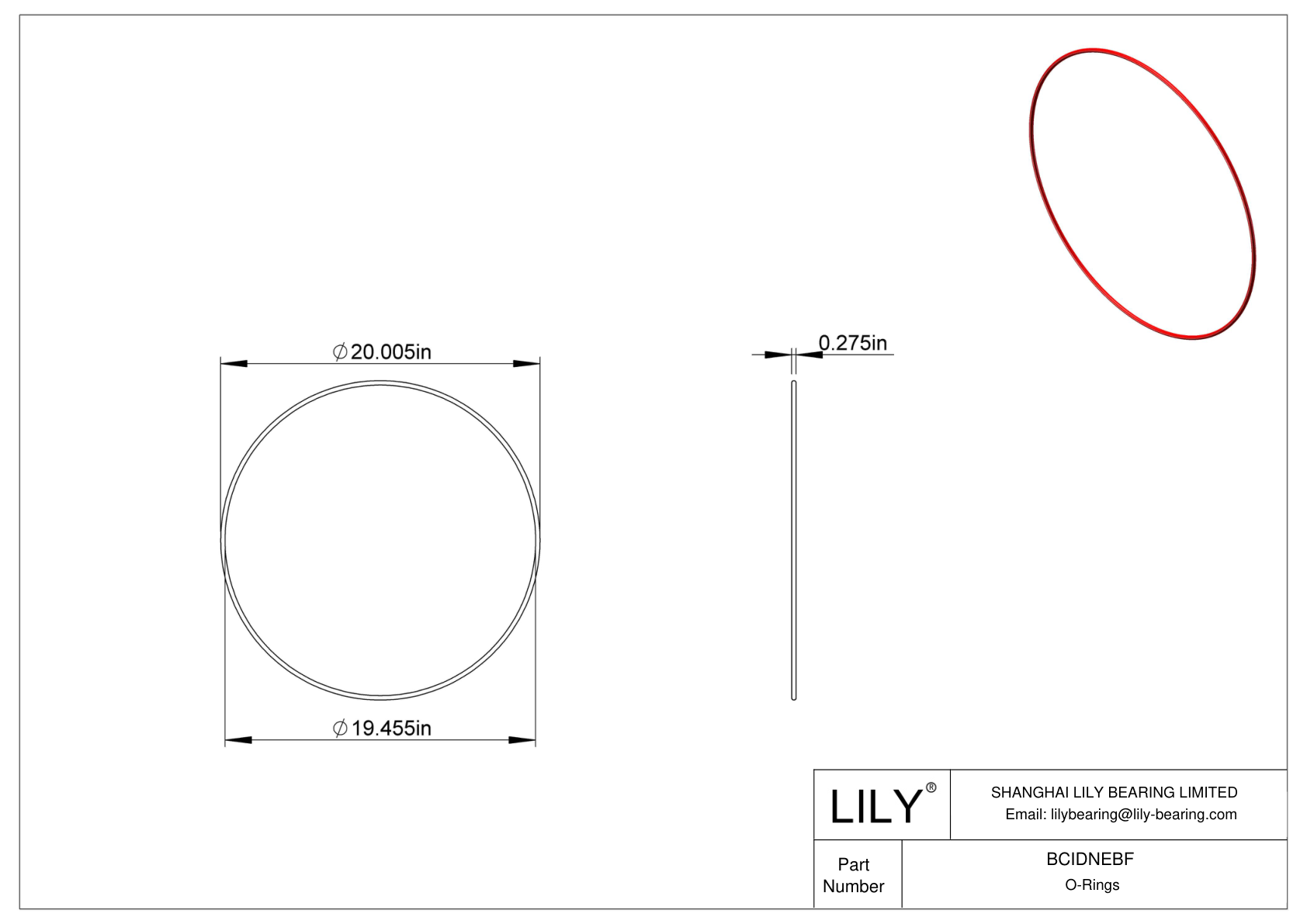 BCIDNEBF High Temperature O-Rings Round cad drawing