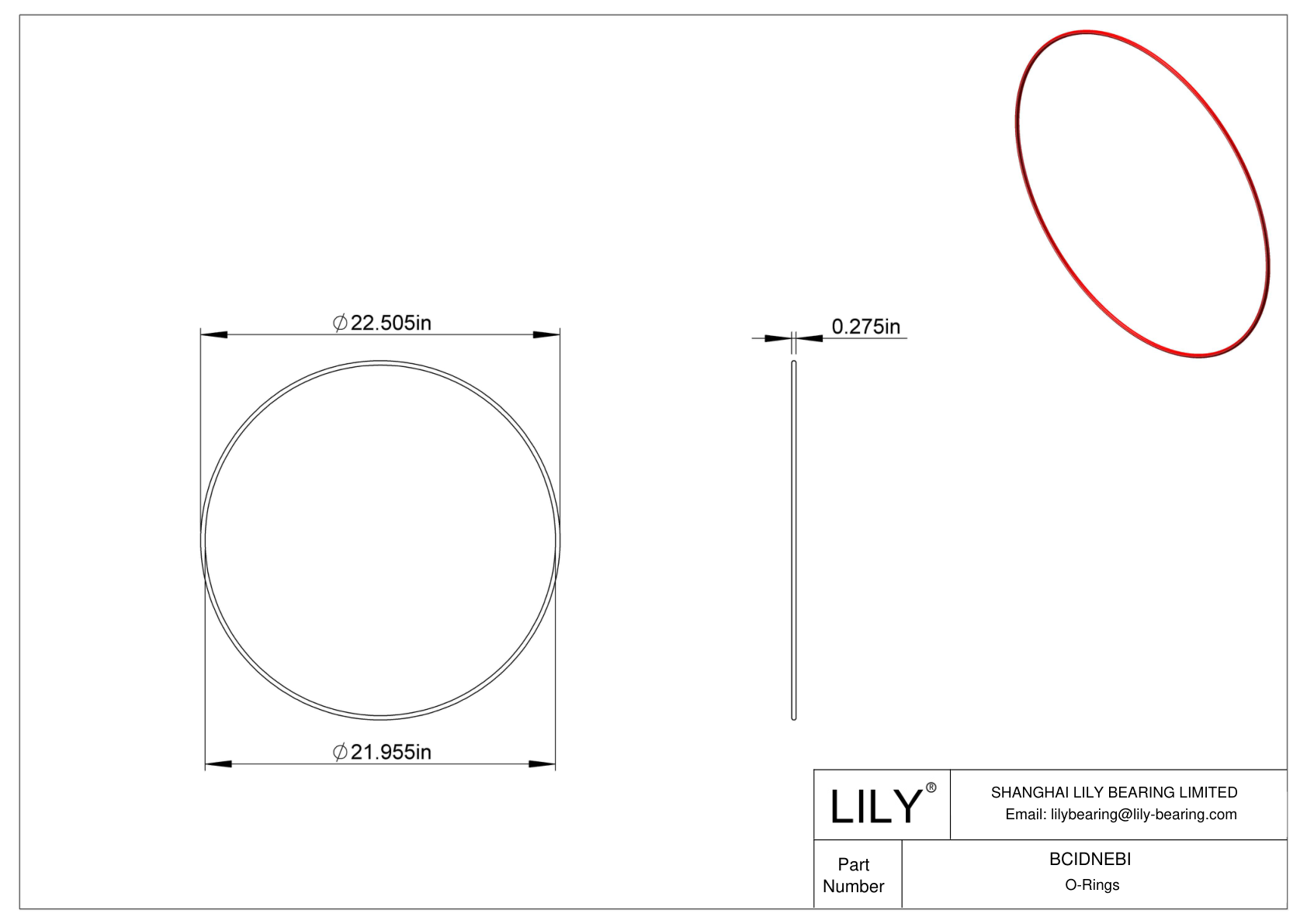 BCIDNEBI High Temperature O-Rings Round cad drawing