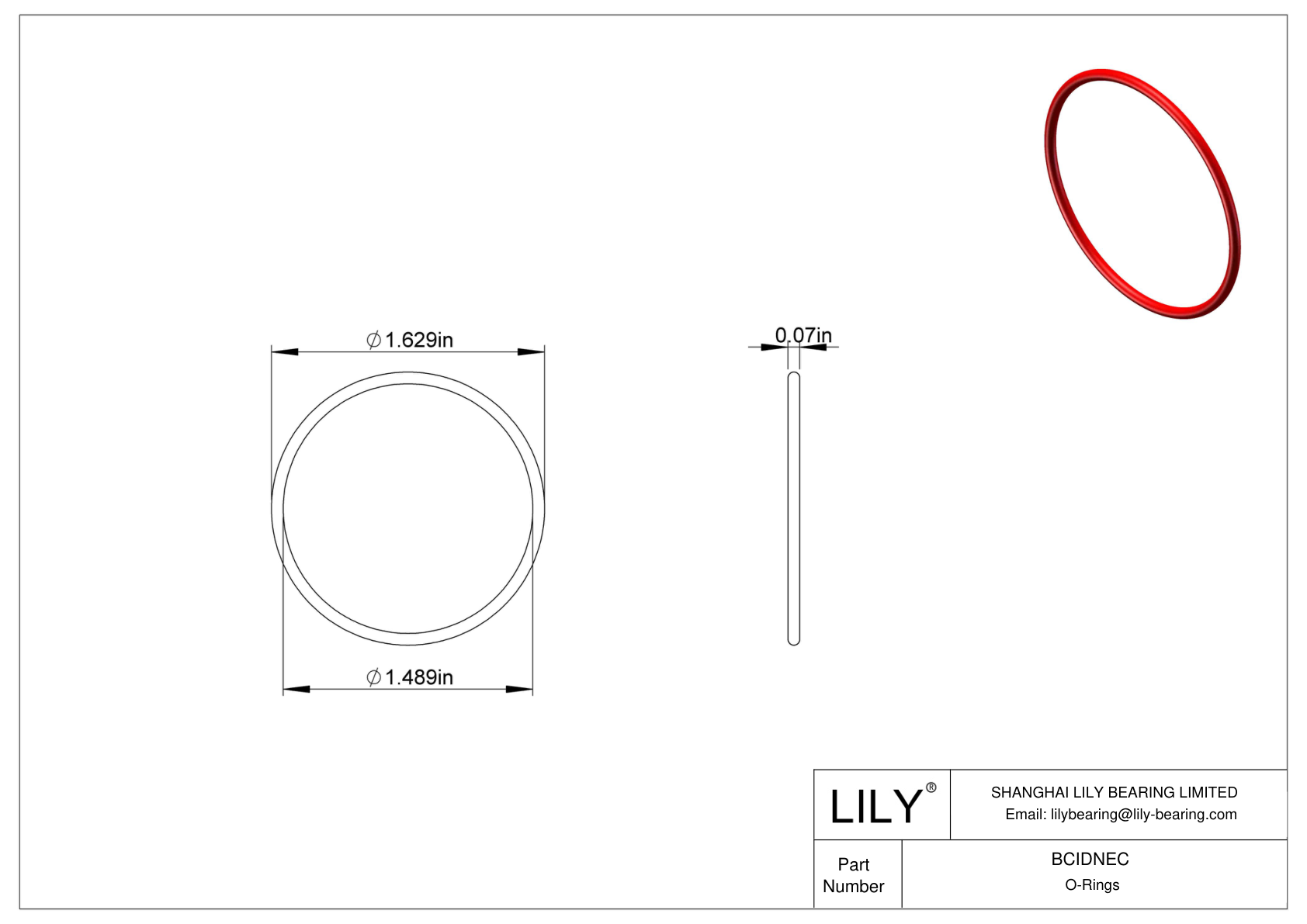 BCIDNEC High Temperature O-Rings Round cad drawing