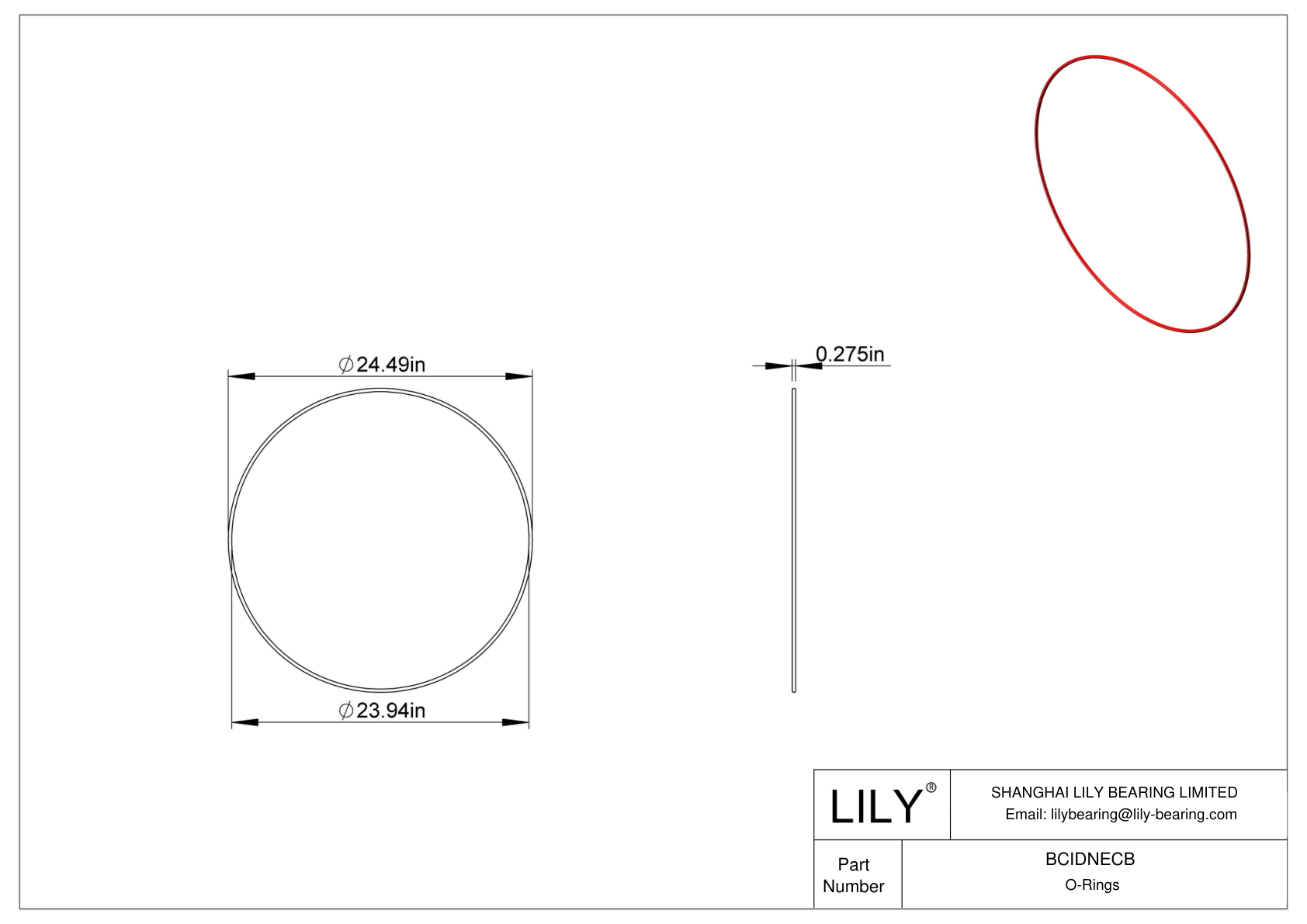 BCIDNECB High Temperature O-Rings Round cad drawing