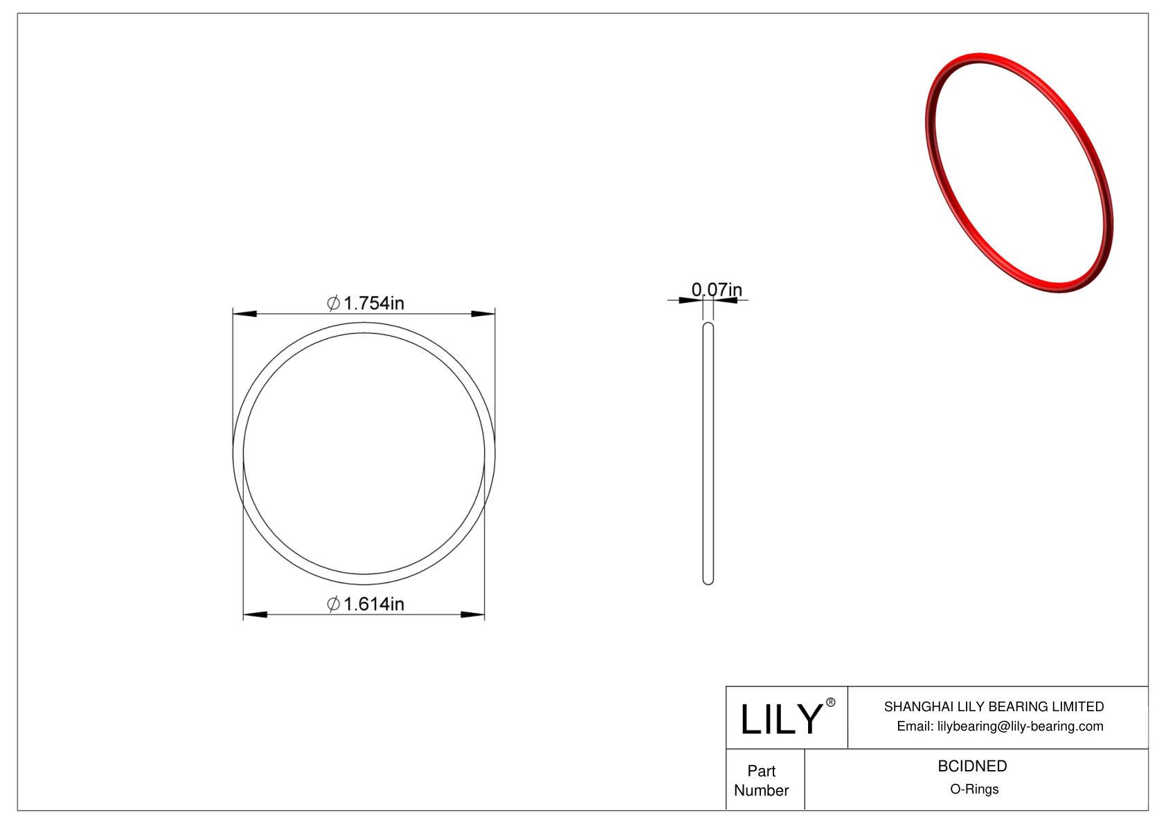 BCIDNED High Temperature O-Rings Round cad drawing