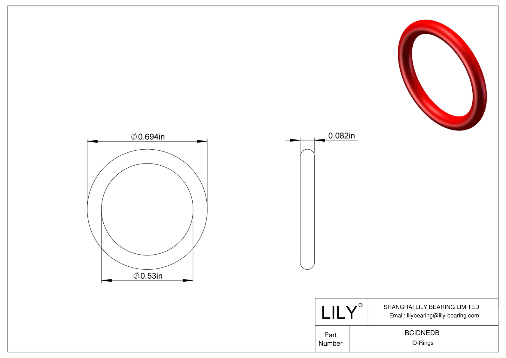 BCIDNEDB High Temperature O-Rings Round cad drawing