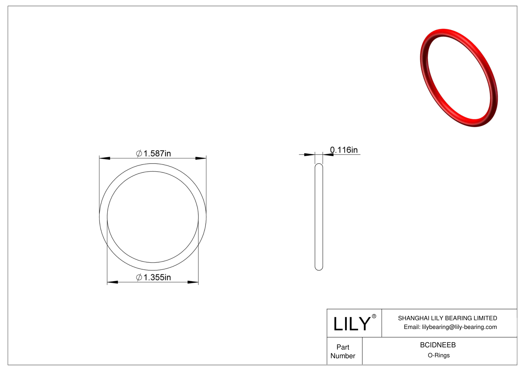 BCIDNEEB High Temperature O-Rings Round cad drawing