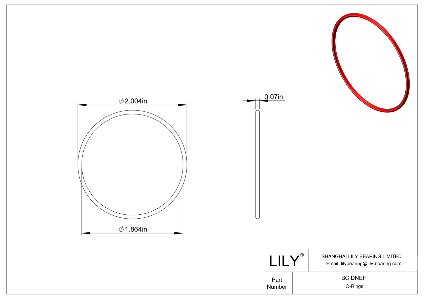 BCIDNEF High Temperature O-Rings Round cad drawing