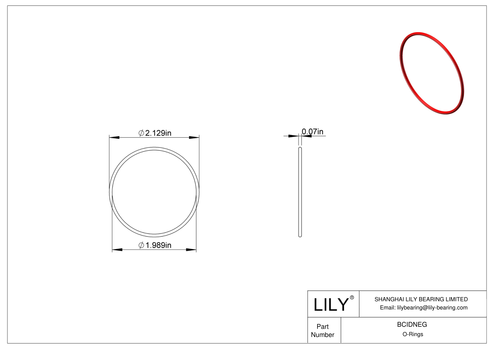 BCIDNEG High Temperature O-Rings Round cad drawing