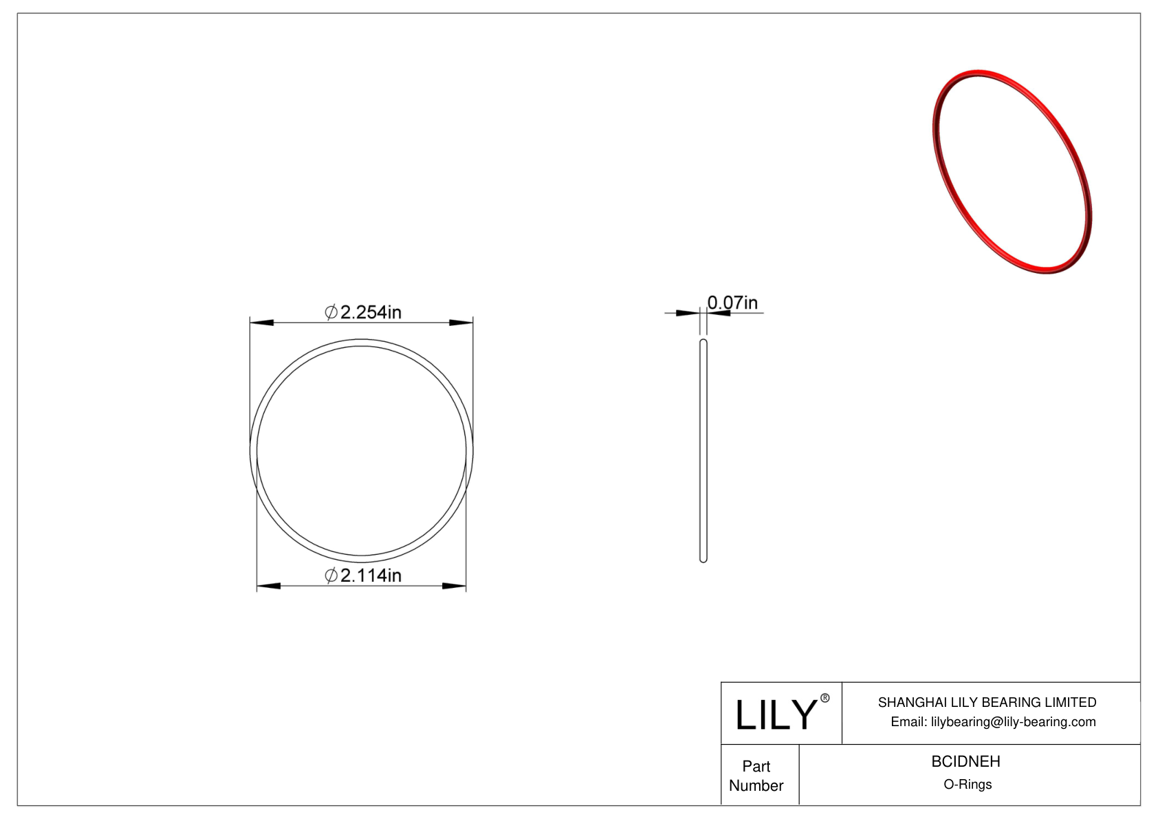 BCIDNEH High Temperature O-Rings Round cad drawing