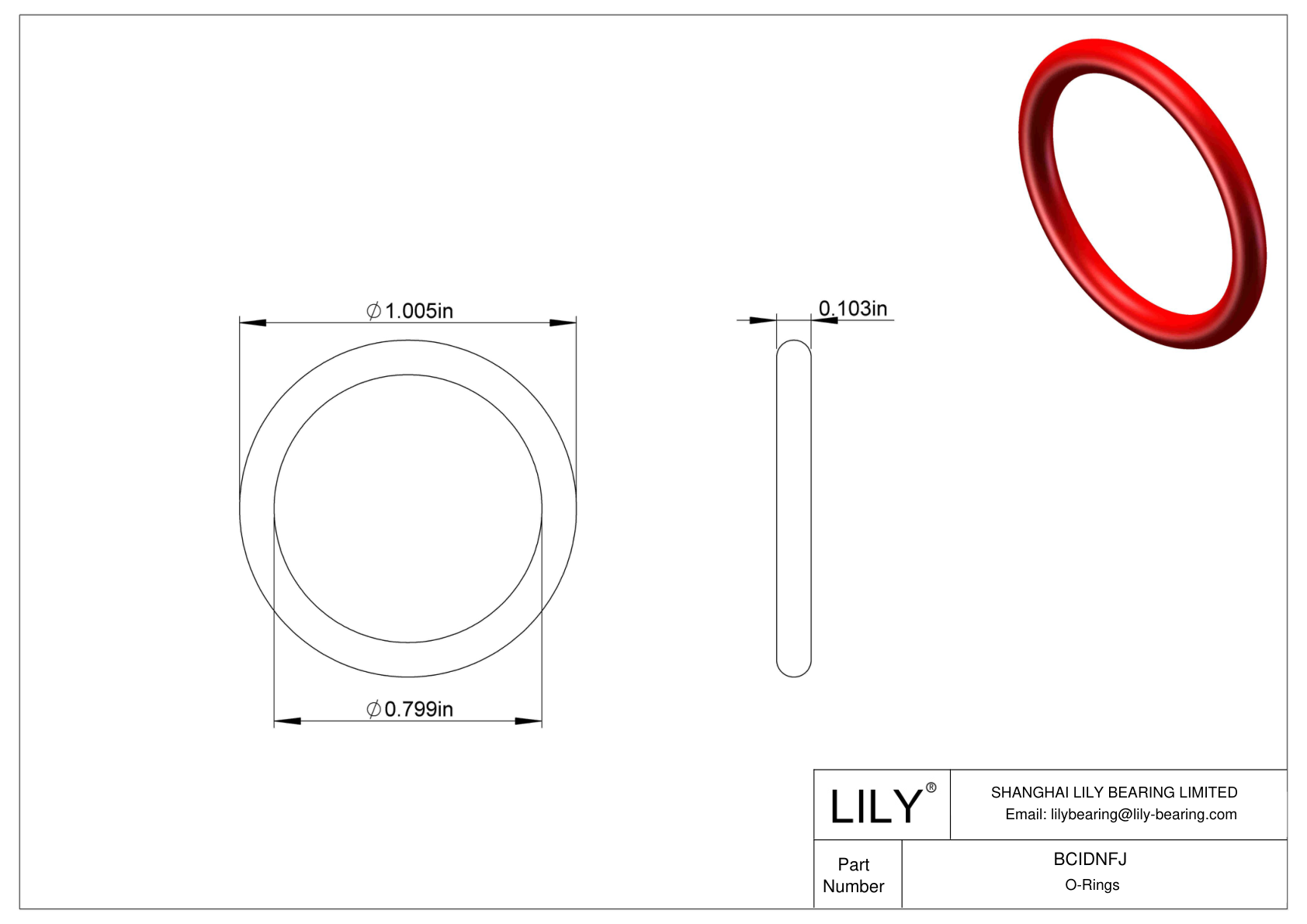 BCIDNFJ High Temperature O-Rings Round cad drawing