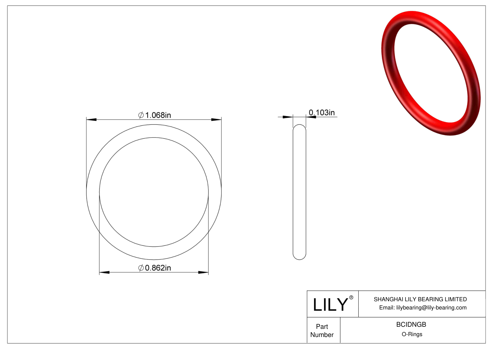 BCIDNGB High Temperature O-Rings Round cad drawing