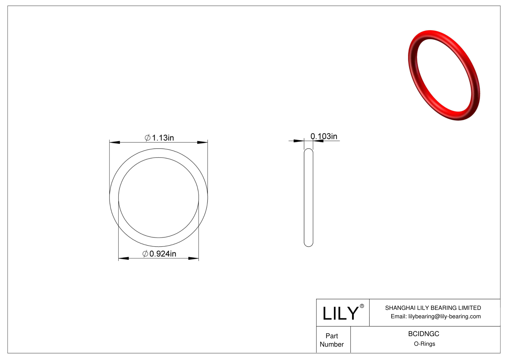 BCIDNGC High Temperature O-Rings Round cad drawing