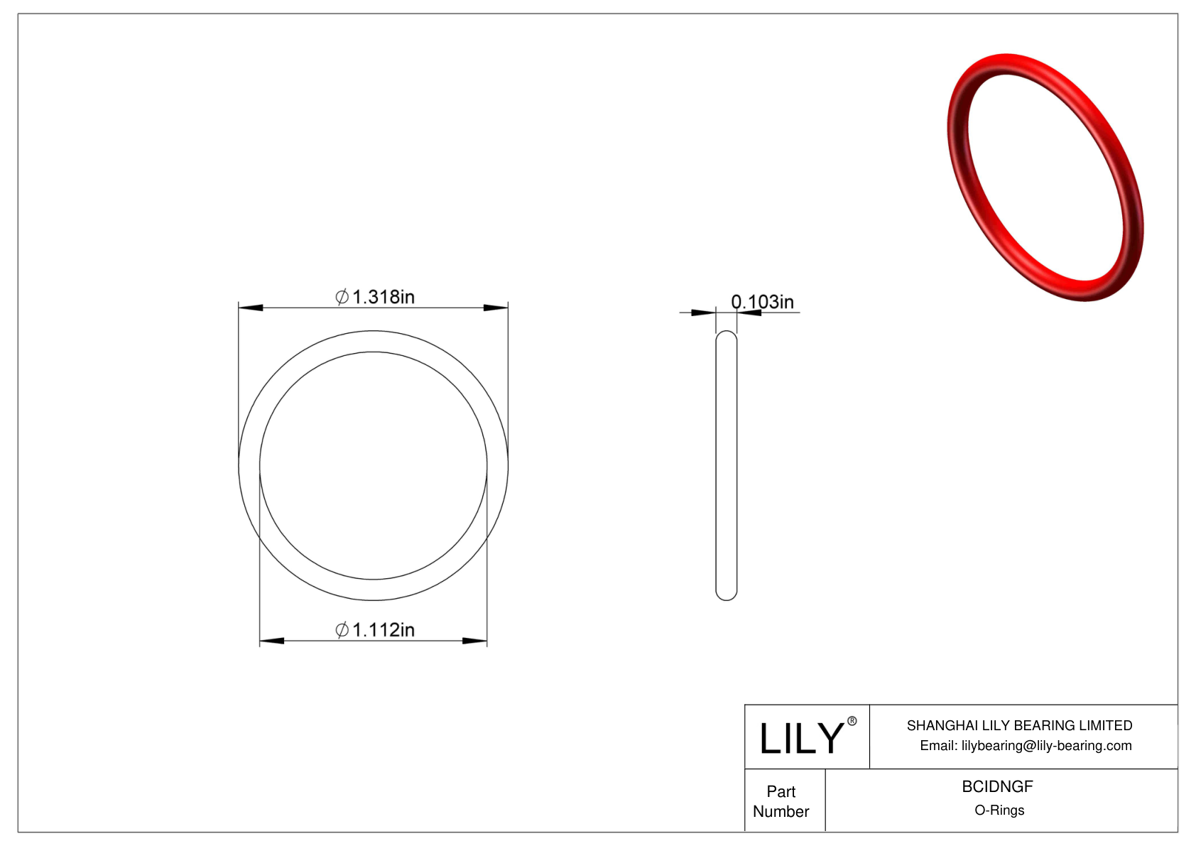 BCIDNGF High Temperature O-Rings Round cad drawing