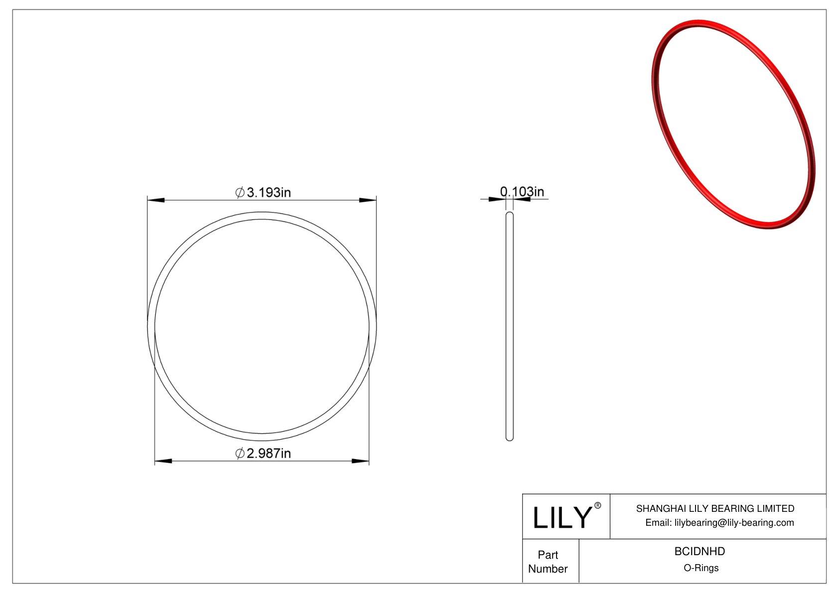 BCIDNHD High Temperature O-Rings Round cad drawing