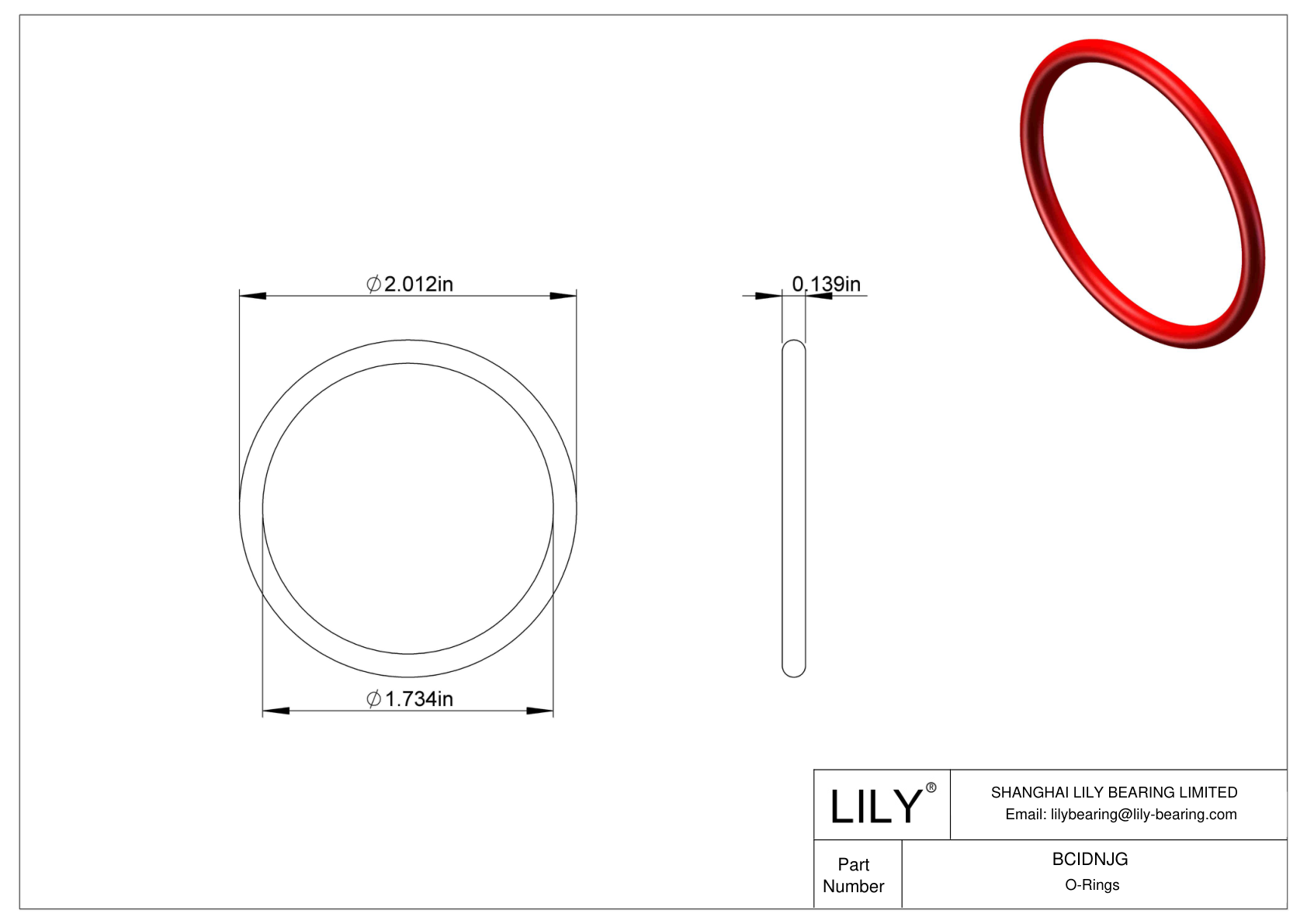 BCIDNJG High Temperature O-Rings Round cad drawing