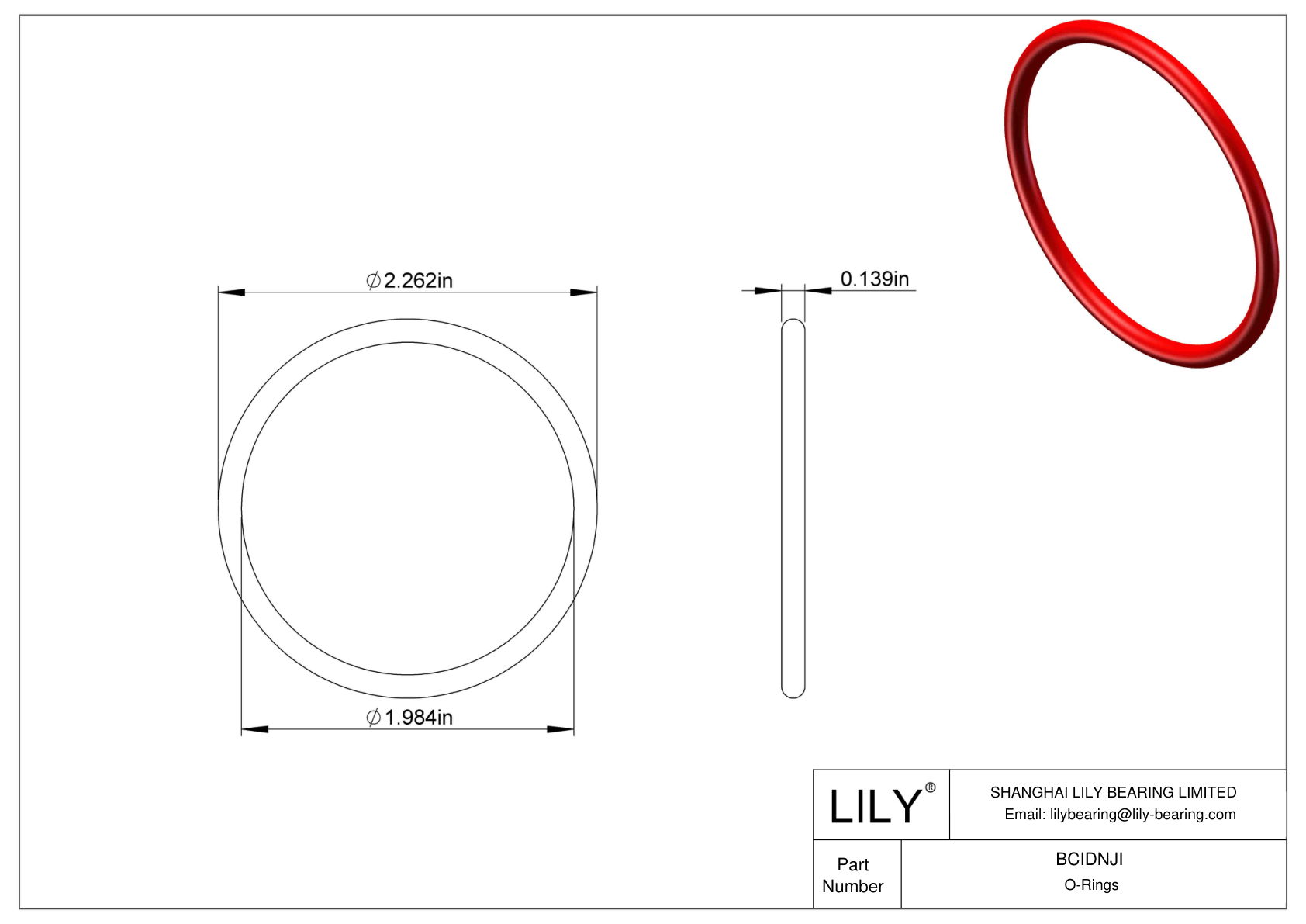 BCIDNJI High Temperature O-Rings Round cad drawing