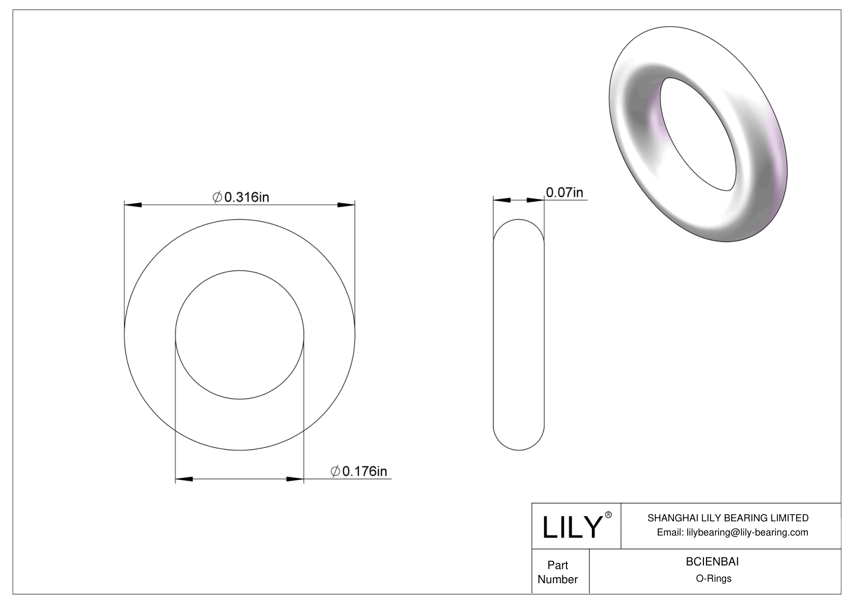 BCIENBAI Chemical Resistant O-rings Round cad drawing