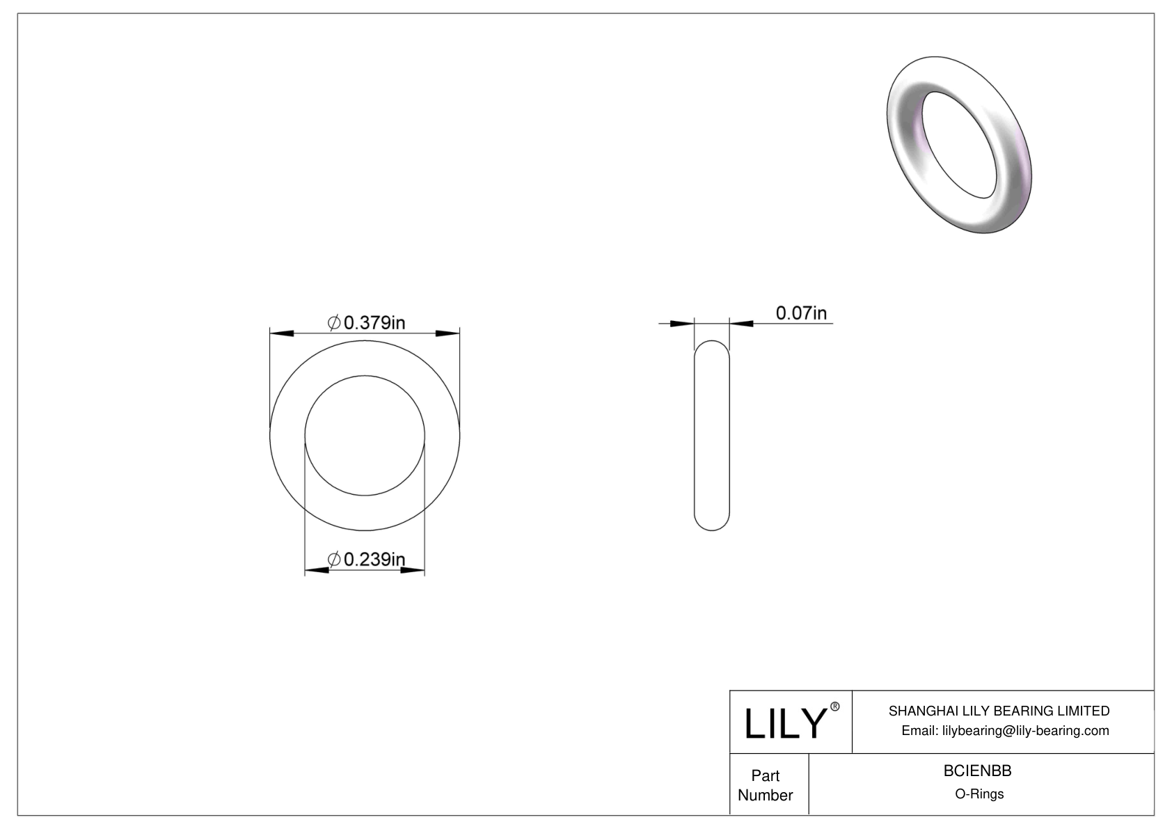 BCIENBB Chemical Resistant O-rings Round cad drawing