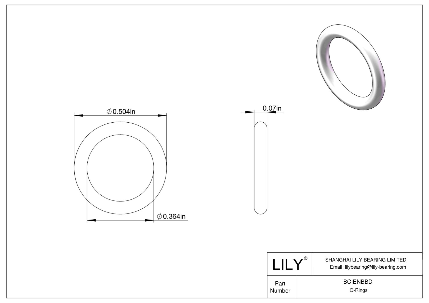 BCIENBBD Chemical Resistant O-rings Round cad drawing