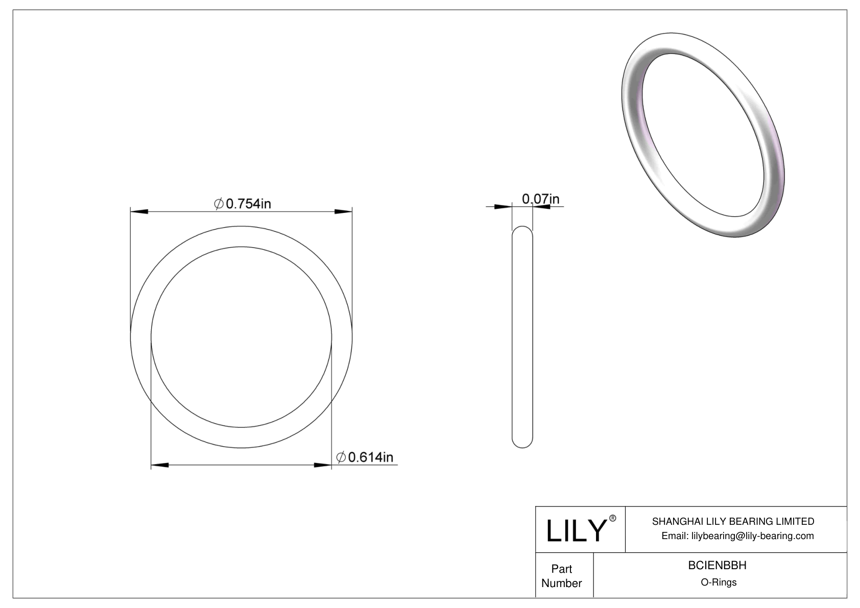BCIENBBH Chemical Resistant O-rings Round cad drawing