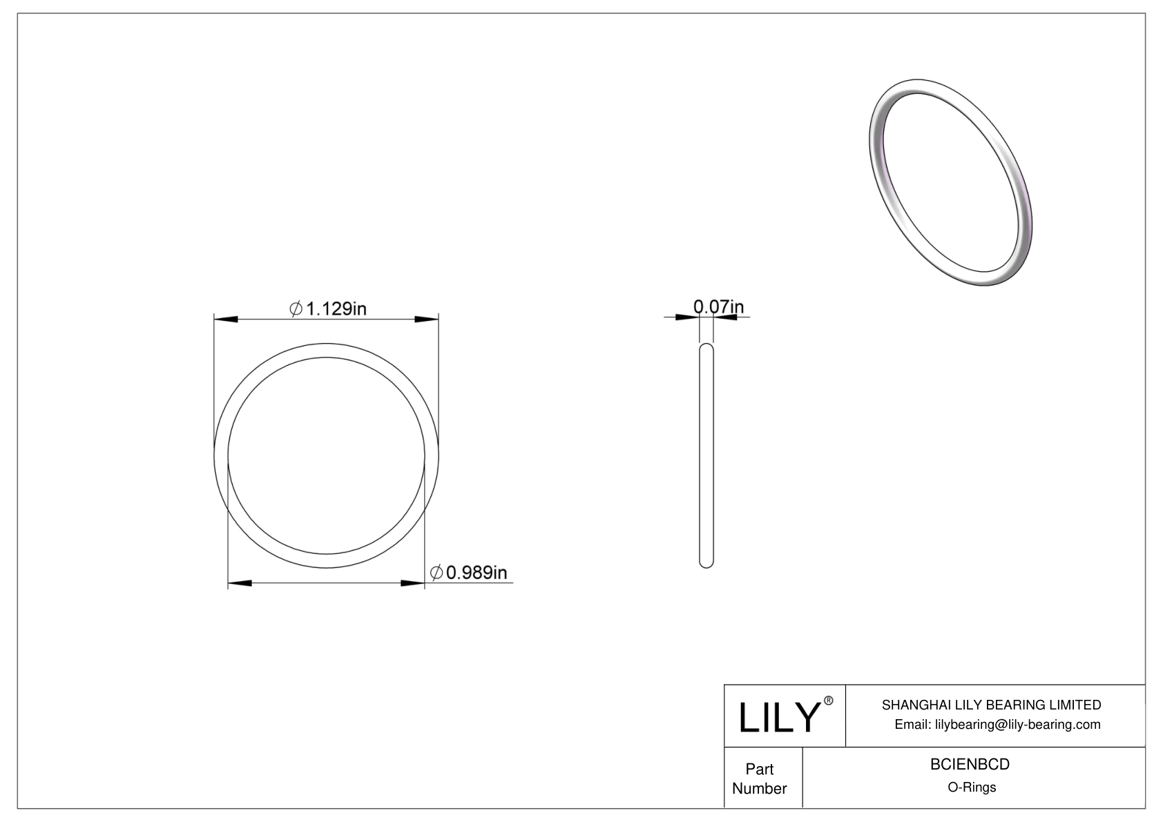 BCIENBCD Chemical Resistant O-rings Round cad drawing