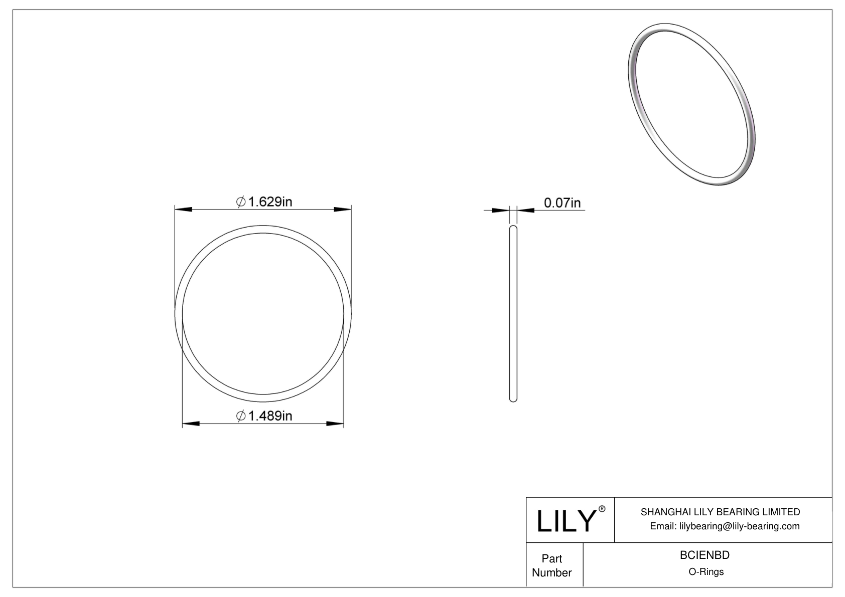 BCIENBD Chemical Resistant O-rings Round cad drawing
