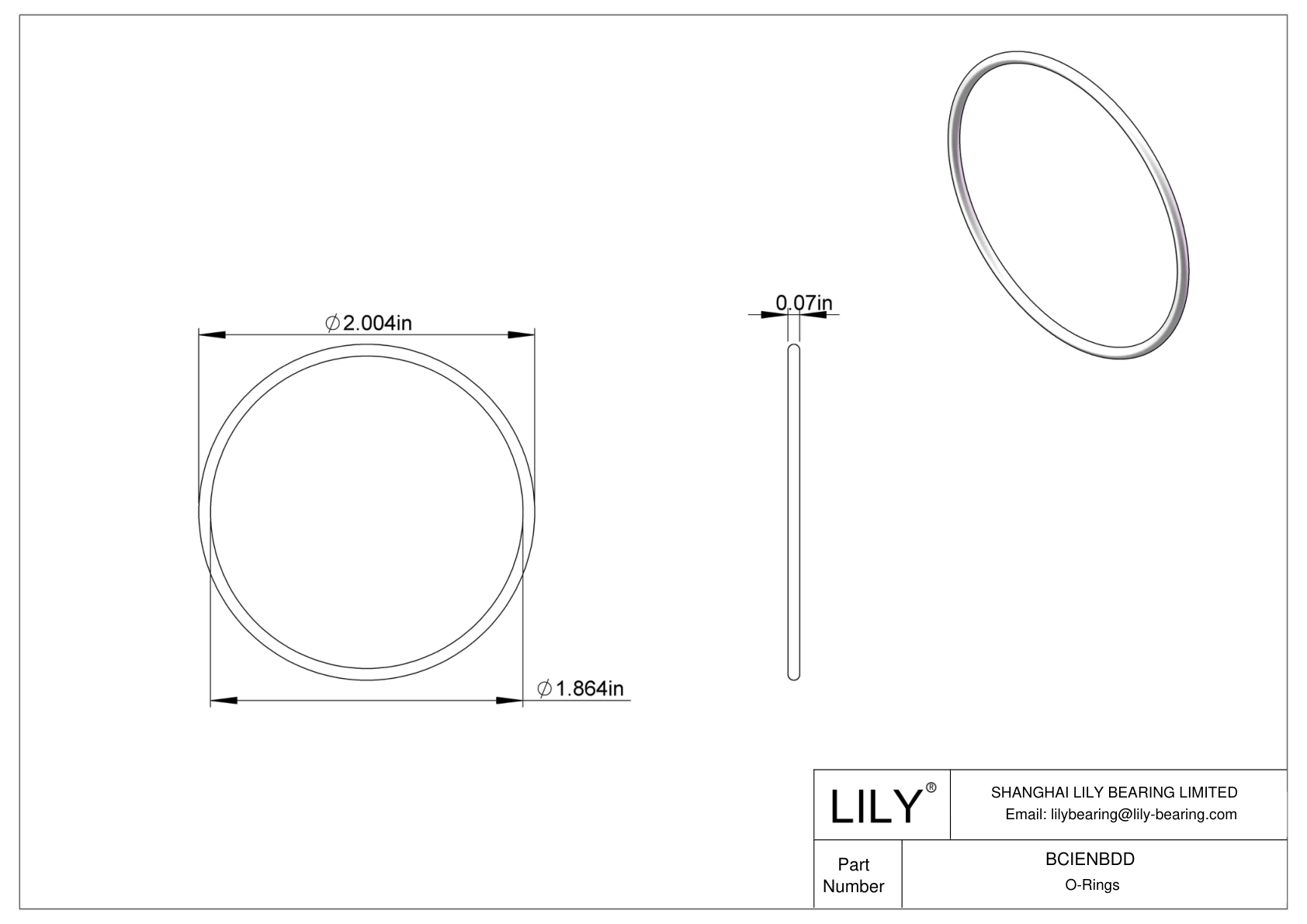 BCIENBDD Chemical Resistant O-rings Round cad drawing