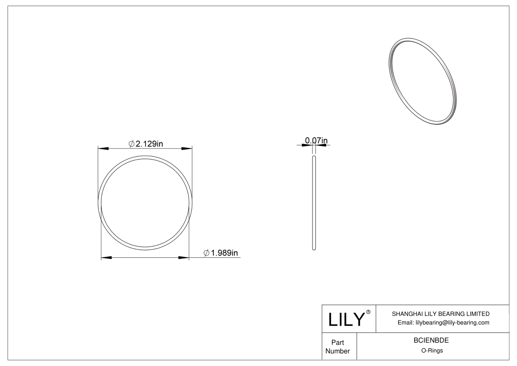 BCIENBDE Chemical Resistant O-rings Round cad drawing