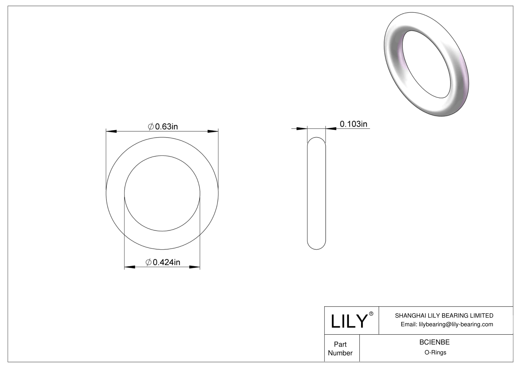 BCIENBE Chemical Resistant O-rings Round cad drawing