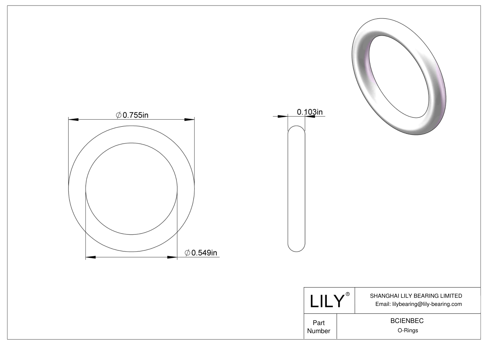 BCIENBEC Chemical Resistant O-rings Round cad drawing