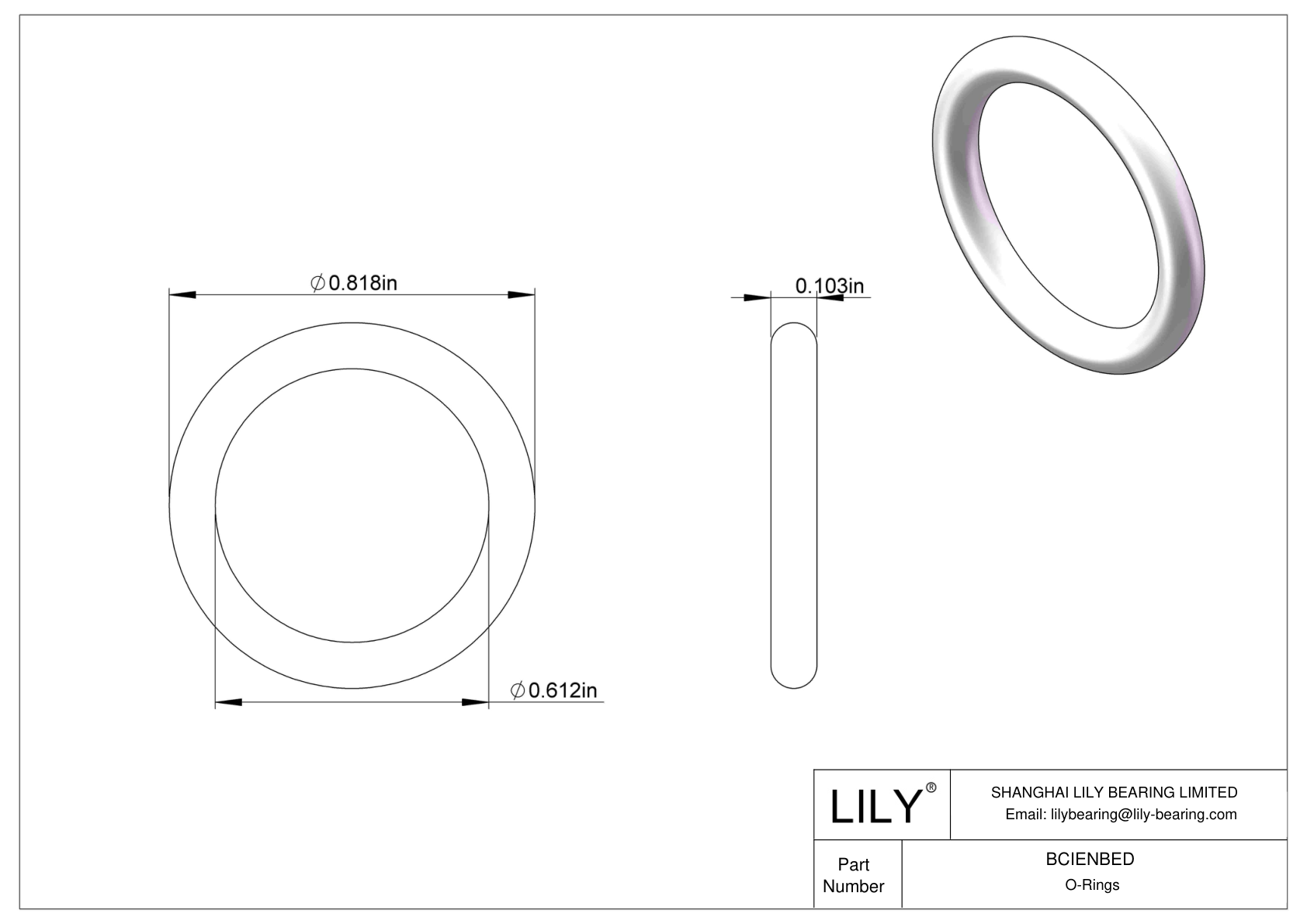BCIENBED Chemical Resistant O-rings Round cad drawing
